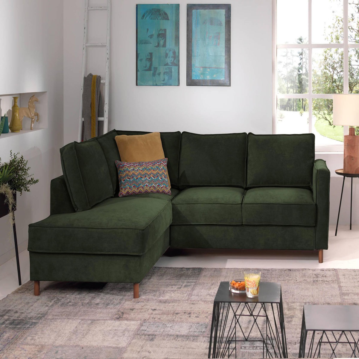 LISA DESIGN Jake - canapé d'angle gauche - convertible - 5 places - en velours côtelé