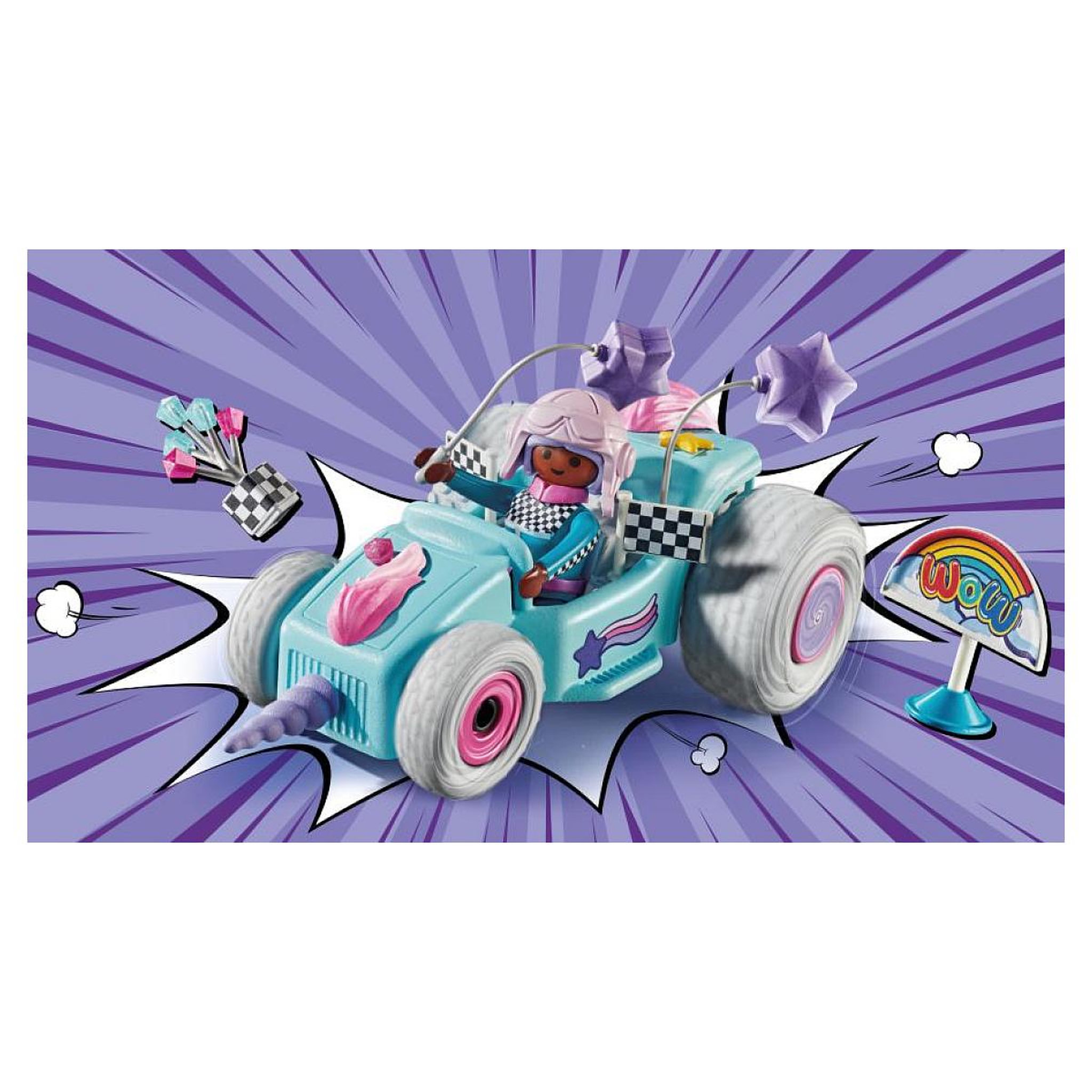 Voir la diapositive 3 : PLAYMOBIL J71635 Funstars jeune fille licorne et kart