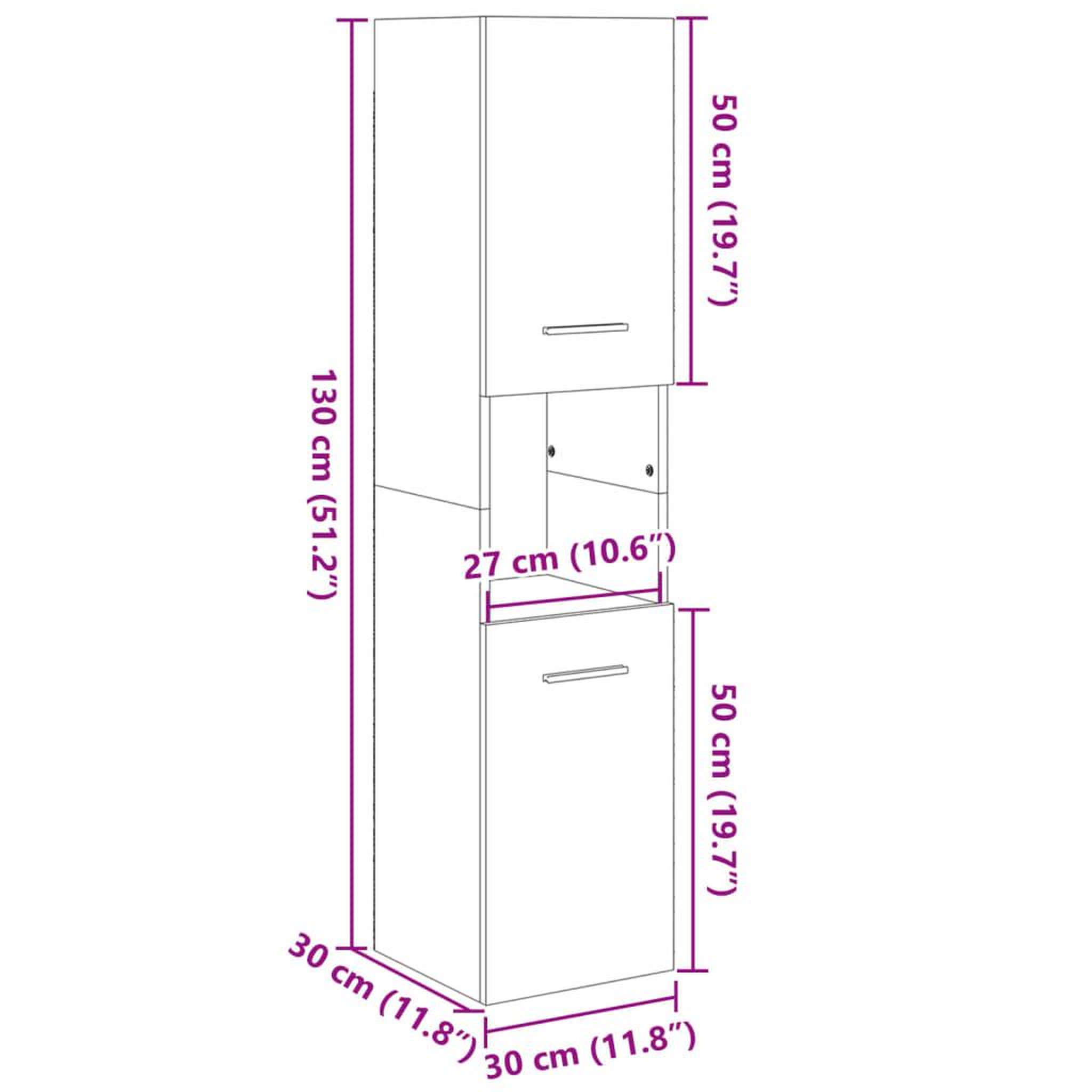 Voir la diapositive 6 : VIDAXL Armoire de salle de bain Chene sonoma 30x30x130 cm Agglomere