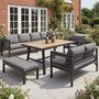 Voir la diapositive 5 : MERAX Salon de jardin 7 places avec canapé angle, fauteuil et pouf table