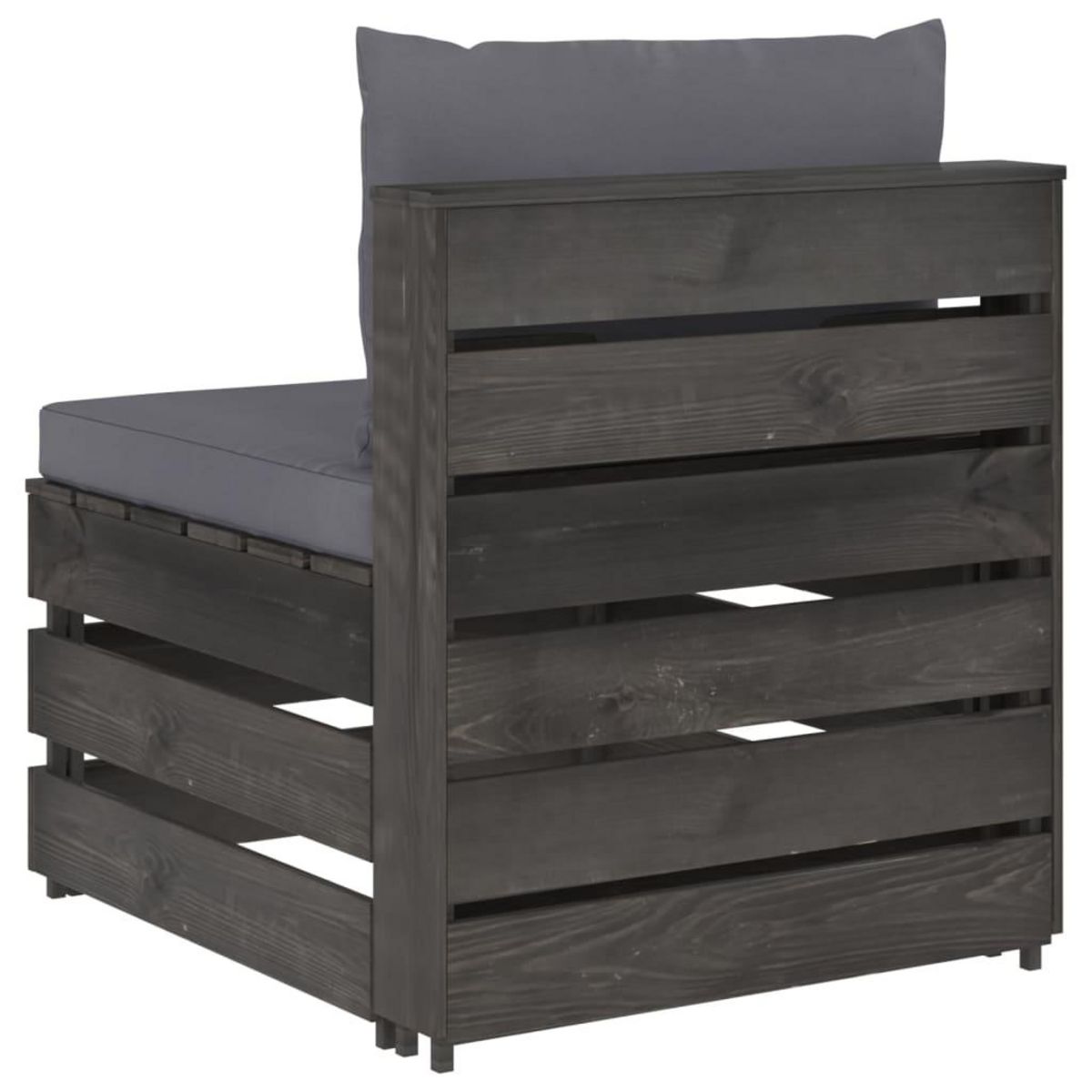 VIDAXL Canape central sectionnel avec coussins Bois impregne de gris
