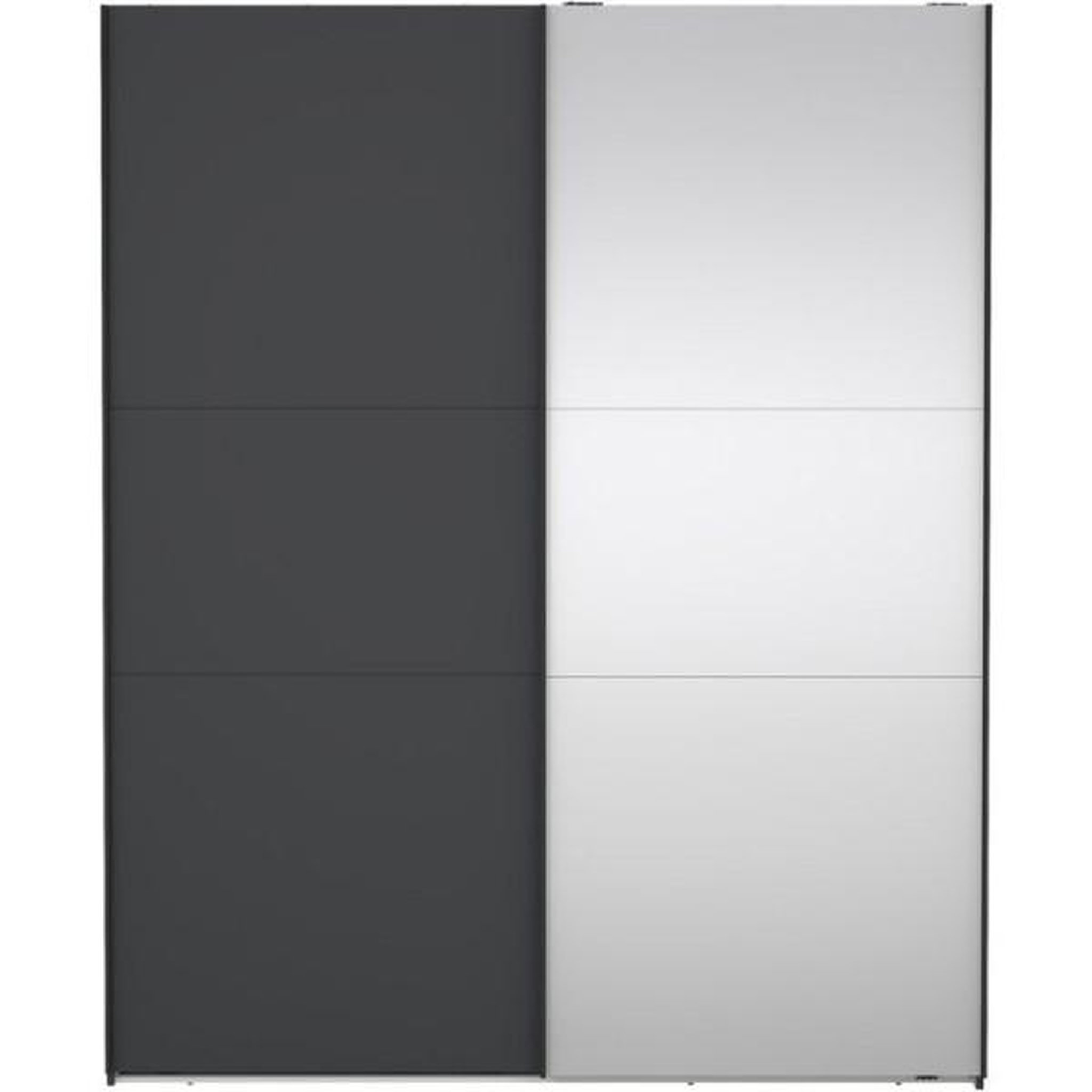 Voir la diapositive 4 : MARKET24 Armoire de chambre - como - gris mat - 2 portes coulissantes dont 1 avec miroir - 178,5 x 66,6 x 220,4 cm