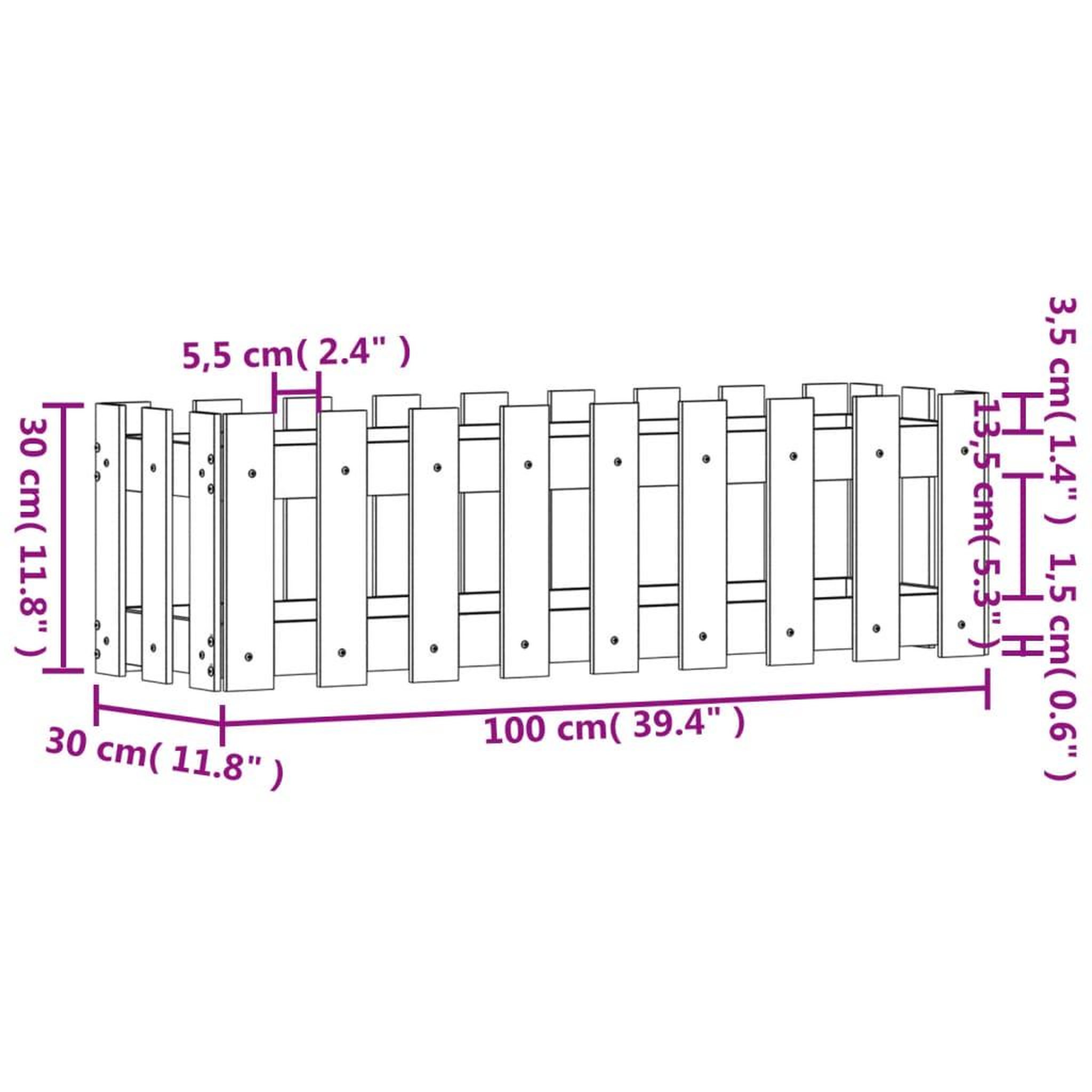 Voir la diapositive 6 : VIDAXL Lit sureleve de jardin design de cloture 100x30x30cm pin massif