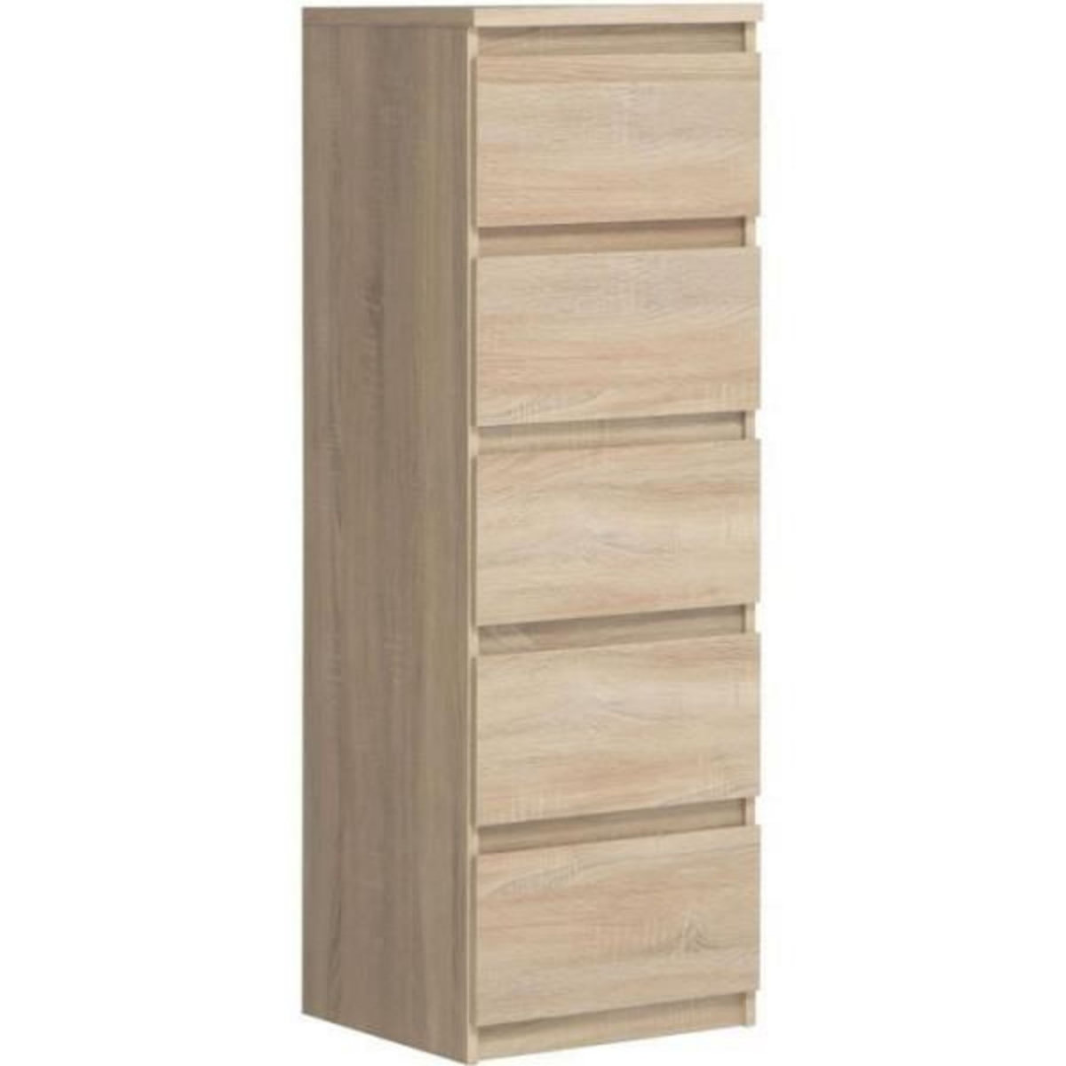 MARKET24 Commode CHELSEA 5 tiroirs - L 41,8 x P 42,2 x H 128,1 - Décor chene sonoma