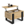 Voir la diapositive 1 : ID MARKET Table basse carrée plateau relevable 70 cm PHOENIX bois et noir