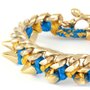 BLUE PEARLS Ettika - Bracelet Spikes en Or Jaune et Coton Rubans Tressés Bleus - ETK 0101 Bleu