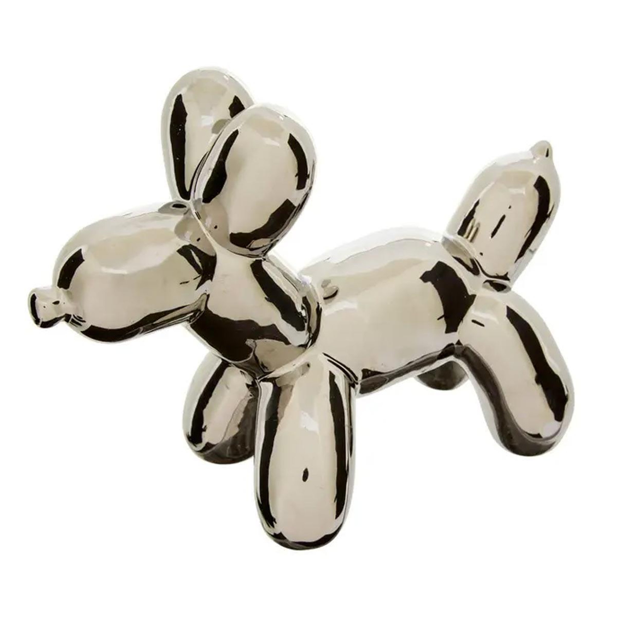 ATMOSPHERA Statuette déco chien en céramique  théo  19cm argent