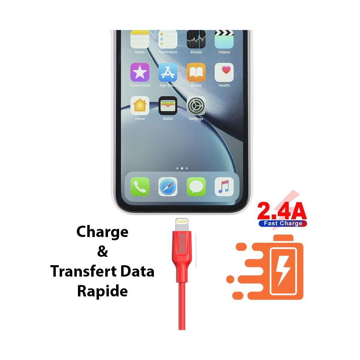 IBROZ Câble Lightning vers USB-C 1m rouge