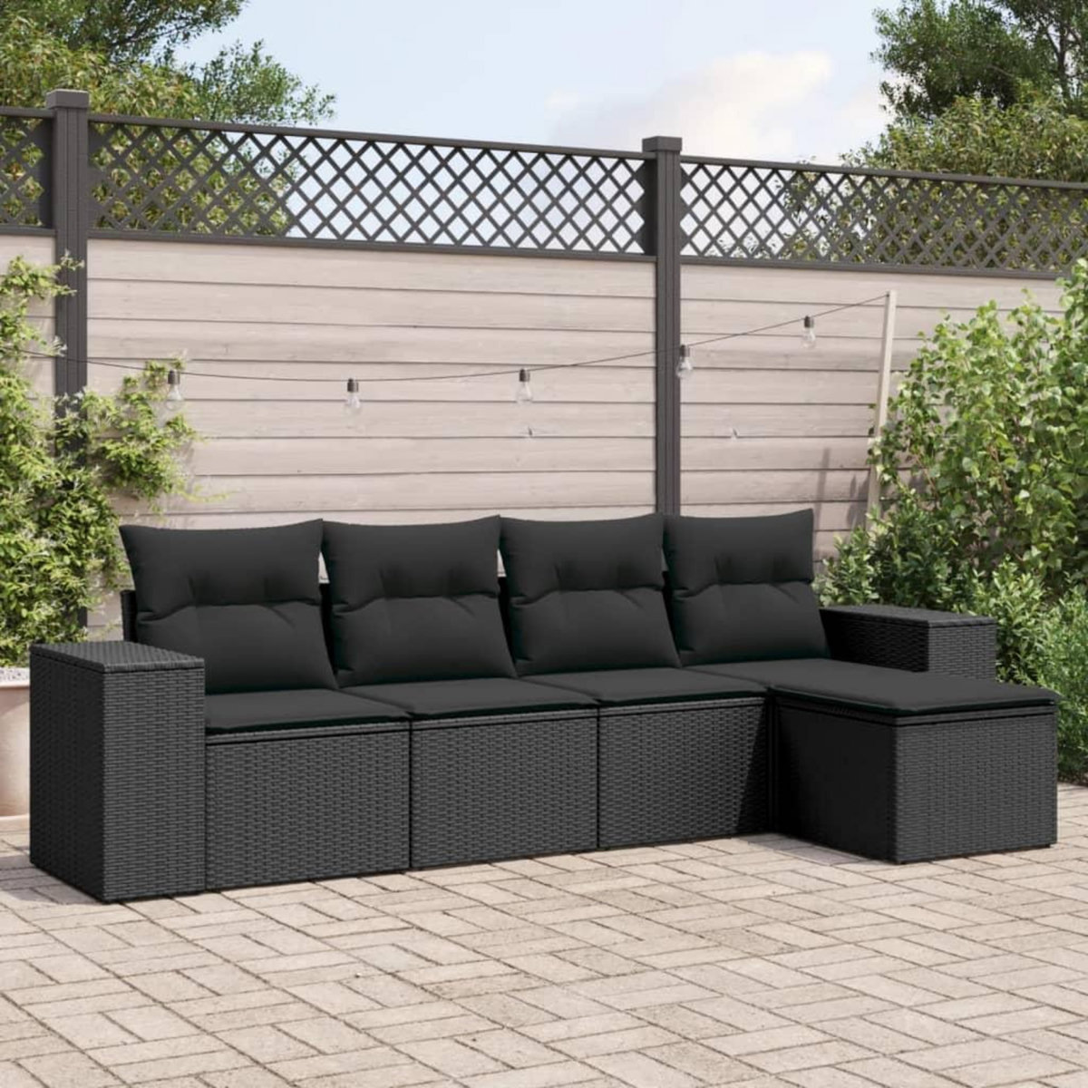 VIDAXL Salon de jardin 5 pcs avec coussins noir resine tressee