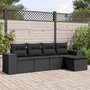 Voir la diapositive 1 : VIDAXL Salon de jardin 5 pcs avec coussins noir resine tressee