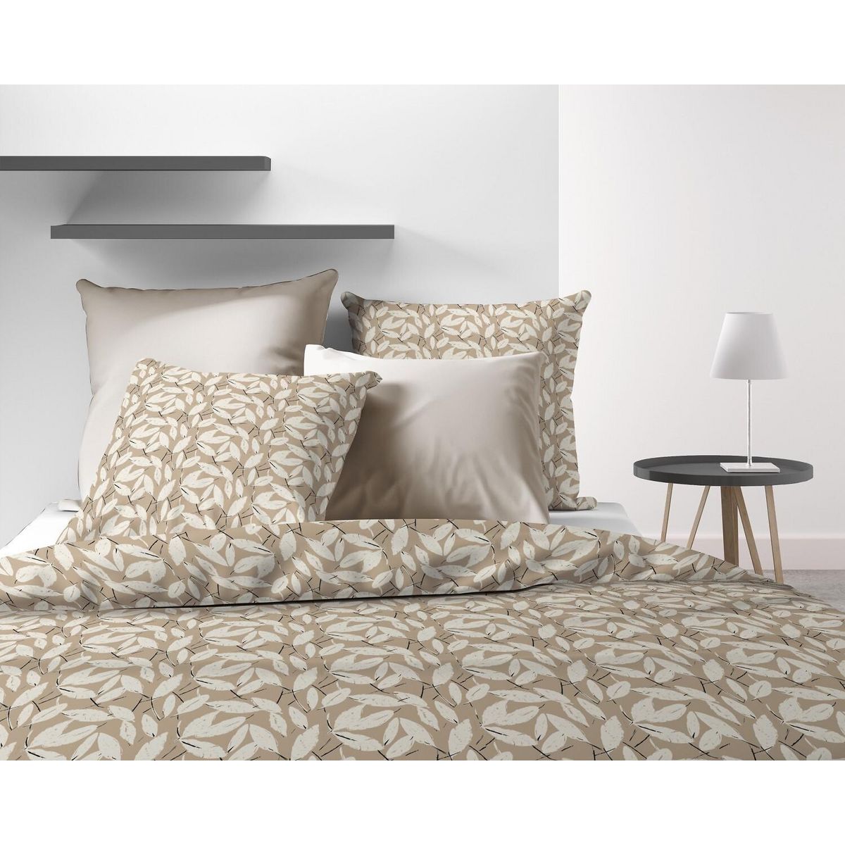 Les Ateliers du Linge Parure housse de couette 100%polyester 60gsm, carmel