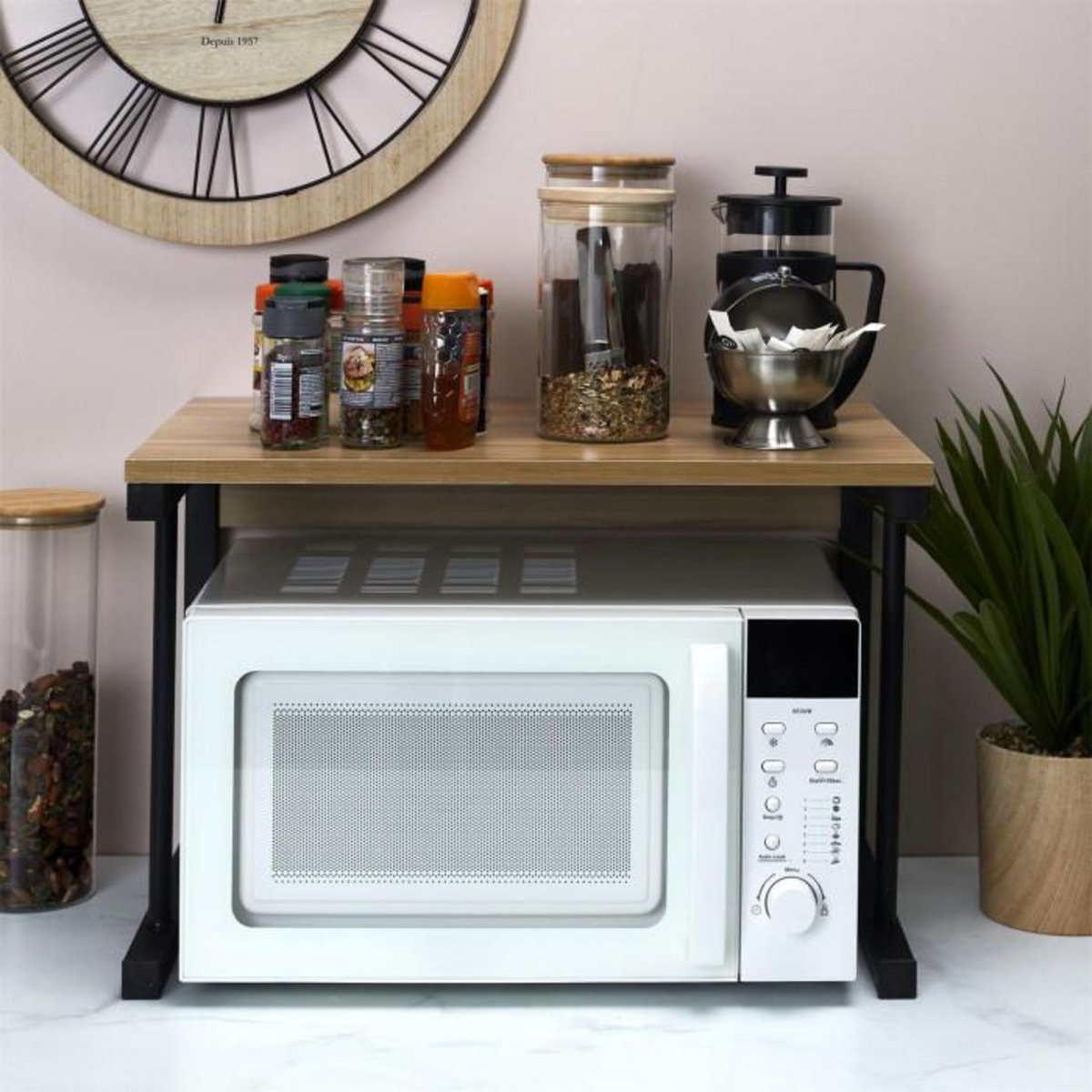 Paris Prix Organisateur  Micro-Ondes  54cm Noir & Naturel