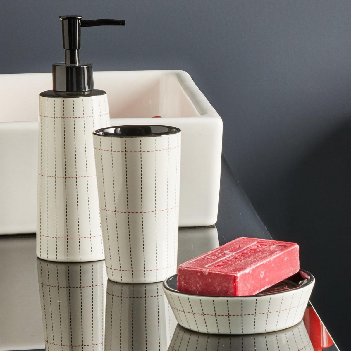 GUY LEVASSEUR Porte brosse à dents géométrique en céramique SAINT GERMAIN