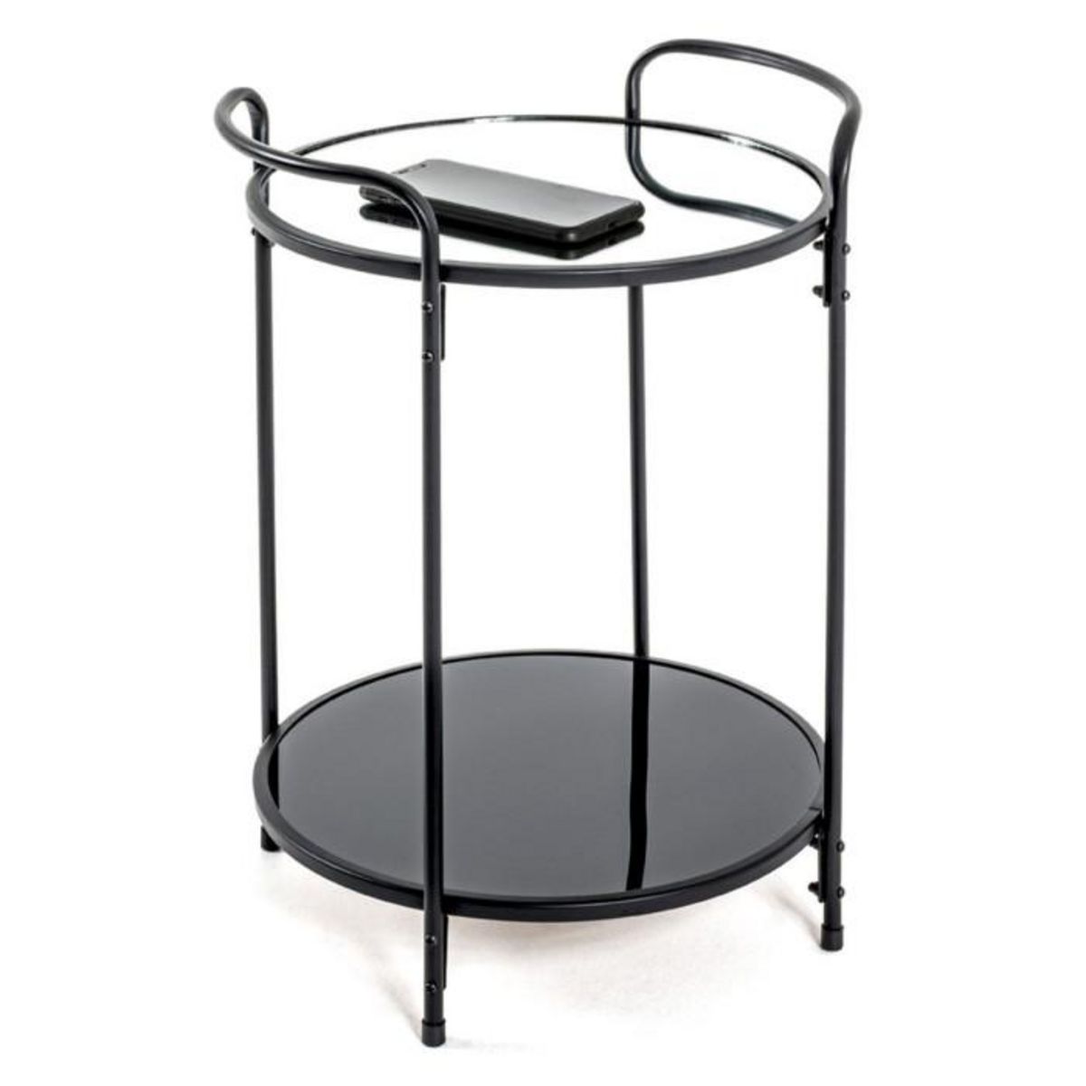 Paris Prix Table d'Appoint Design  Acier Laqué  50cm Noir