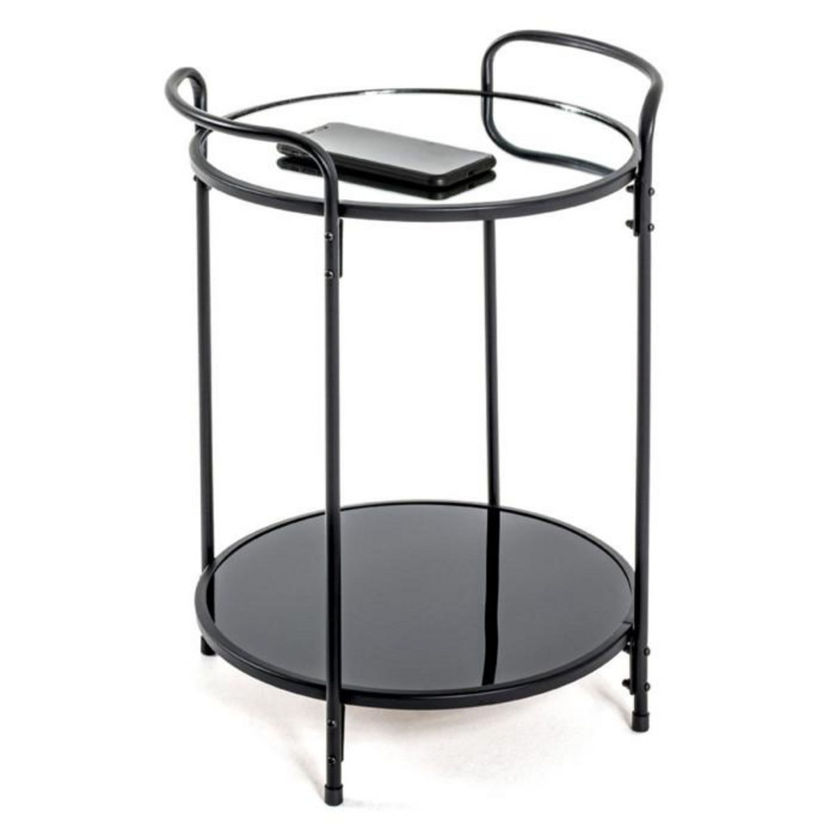 Paris Prix Table d'Appoint Design  Acier Laqué  50cm Noir