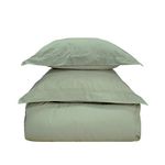 Sensei Maison Parure housse de couette avec 2 taies 65x65 cm en coton STUDIO. Coloris disponibles : Vert, Beige, Marron, Blanc, Rose, Gris, Bleu