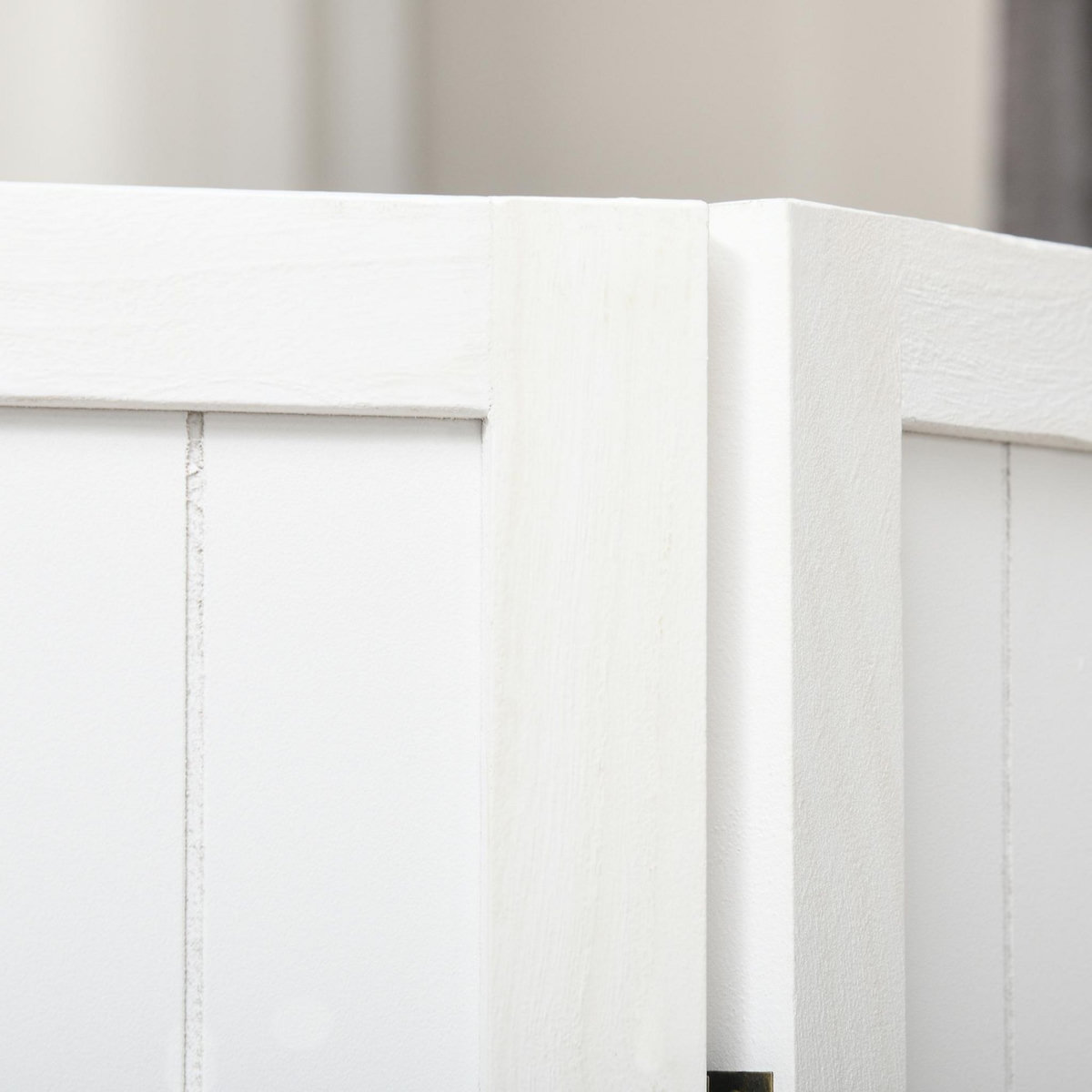 HOMCOM Paravent intérieur 4 panneaux style rustique chic - séparateur de pièce avec rainures verticales - bois de paulownia blanc