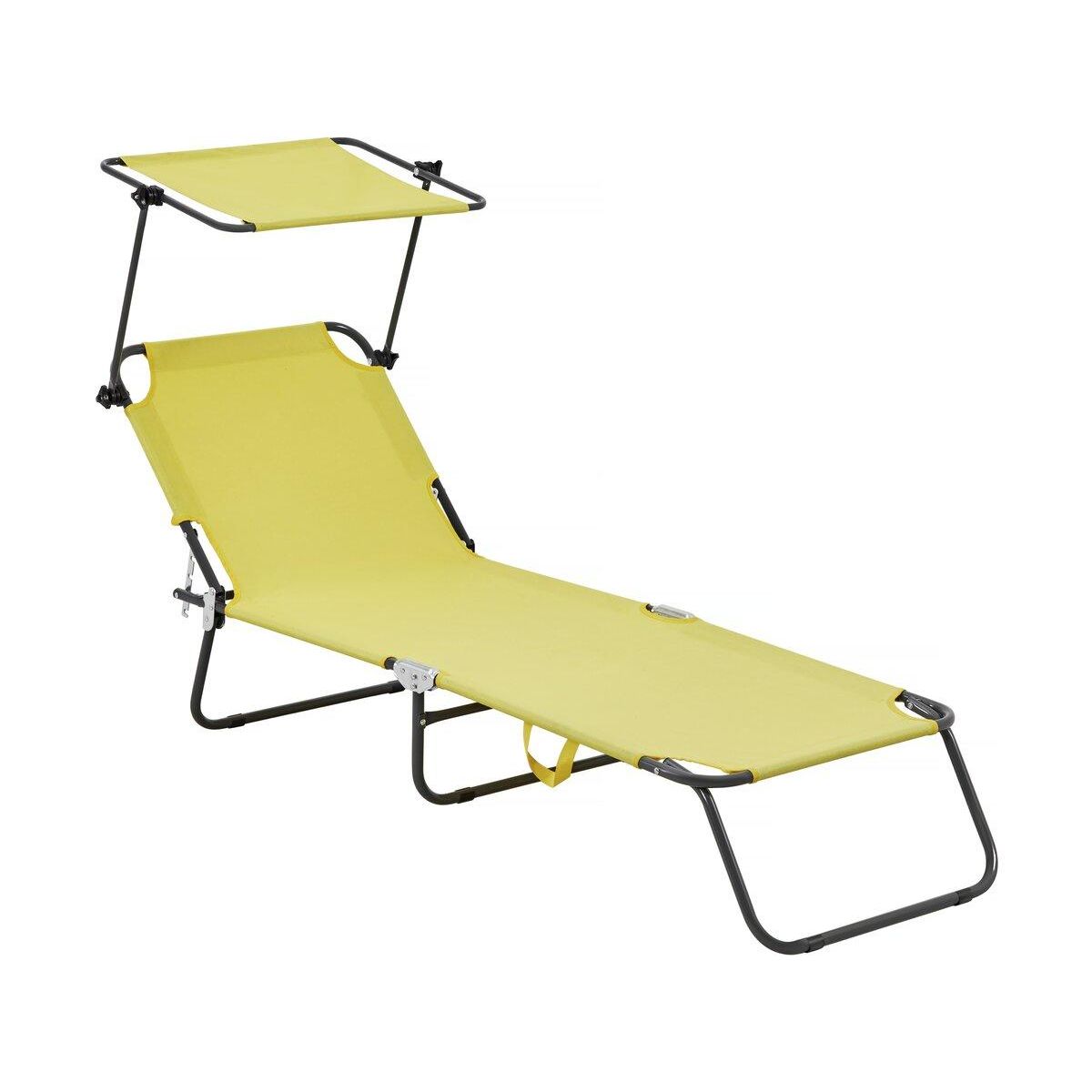 Habitat et Jardin Bain de soleil pliable  Lazy  - Avec pare soleil - Jaune