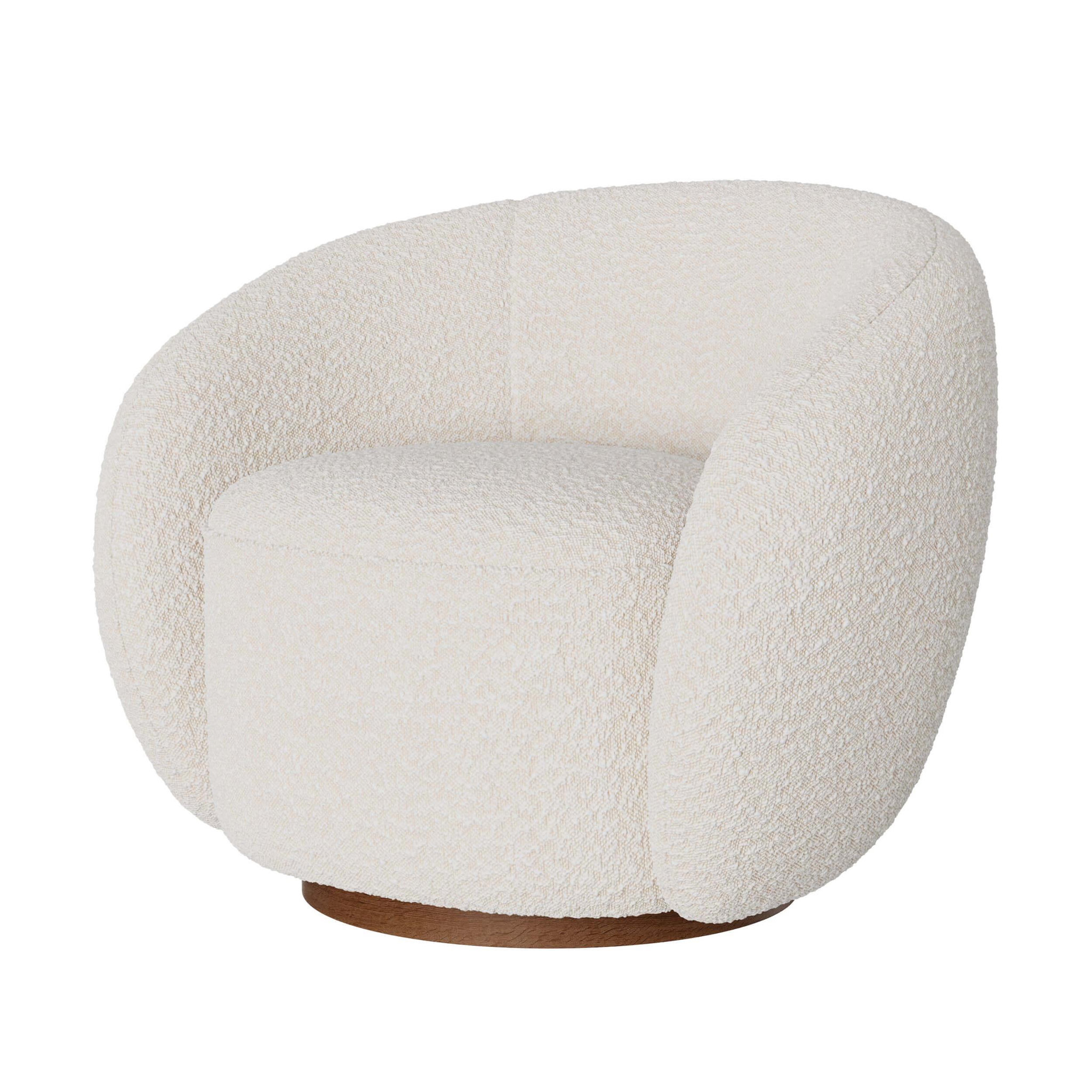 MAISON PAVANE Fauteuil pivotant en tissu bouclé blanc-naya
