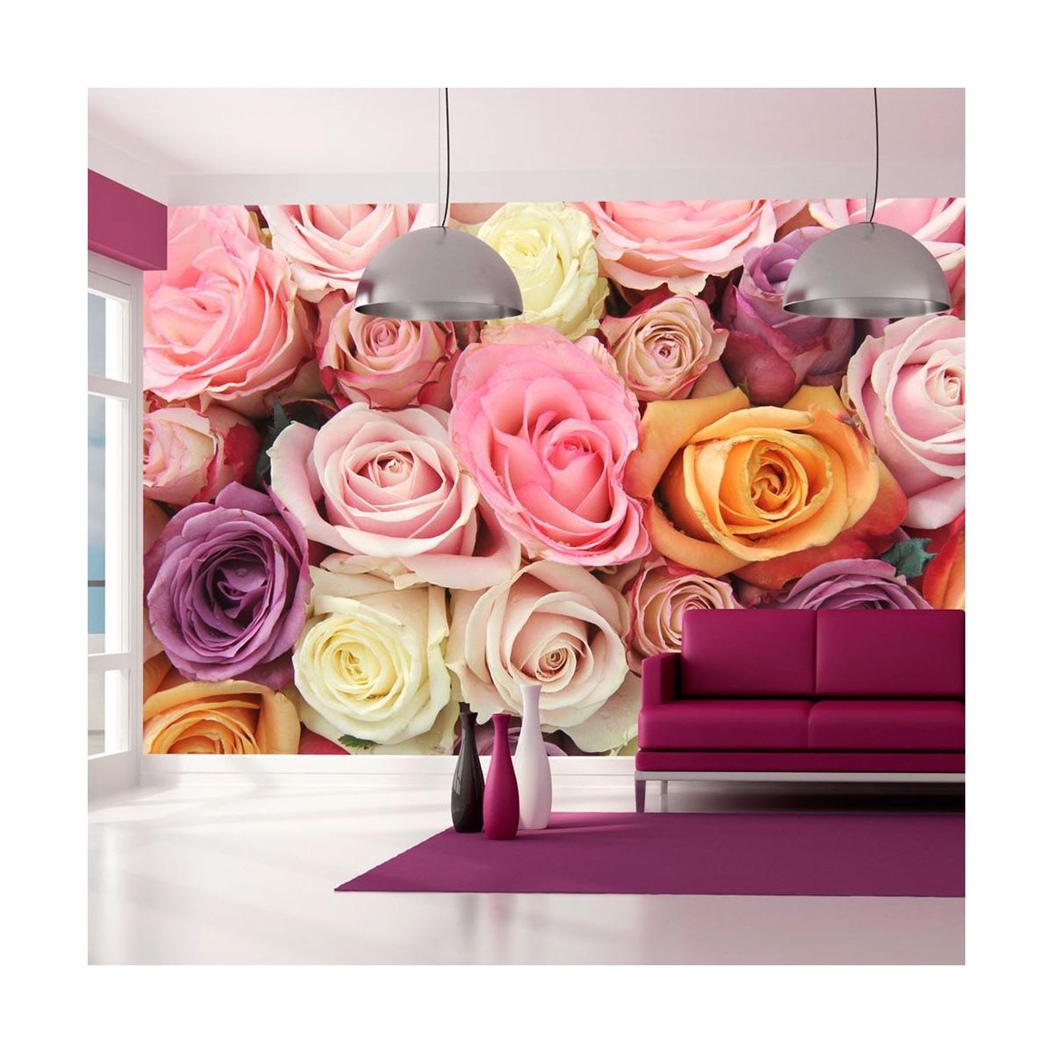 Paris Prix Papier peint  roses pastels  270x450cm