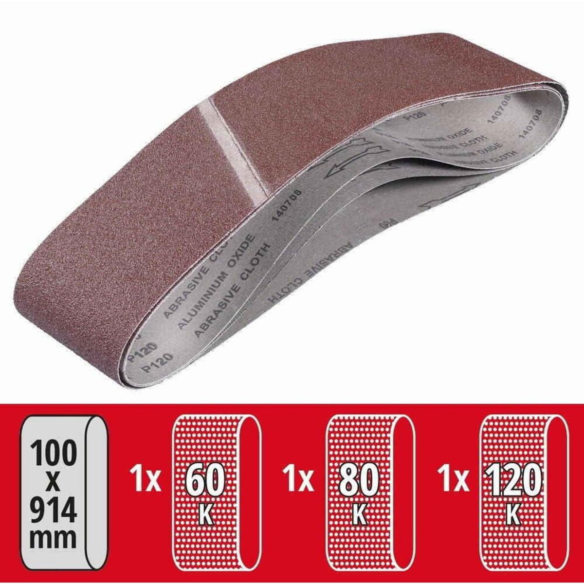 KWB Lot de 3 bandes de ponçage 100x915 mm