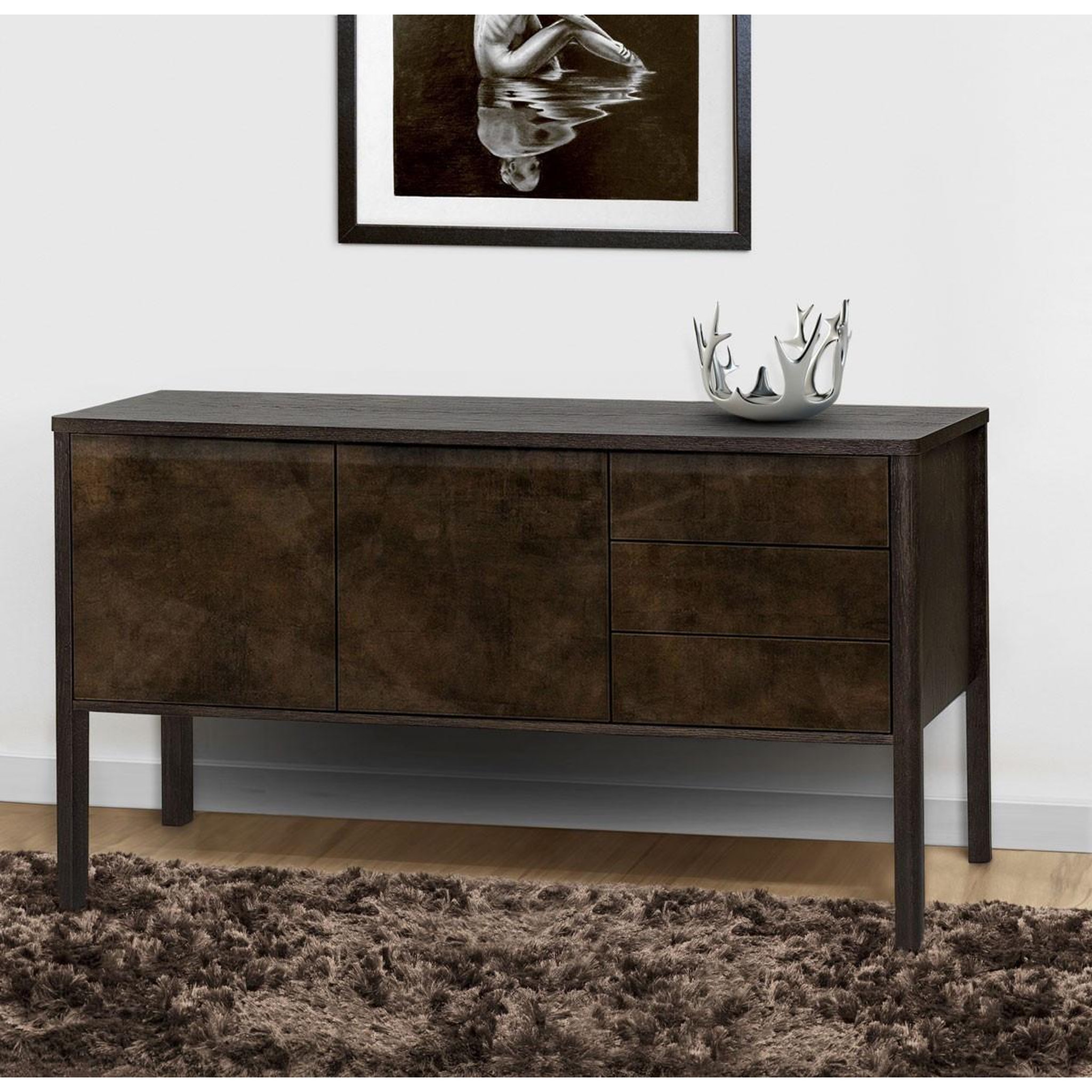 Voir la diapositive 4 : Paris Prix Commode 4 tiroirs  jugend  80cm noir & chêne