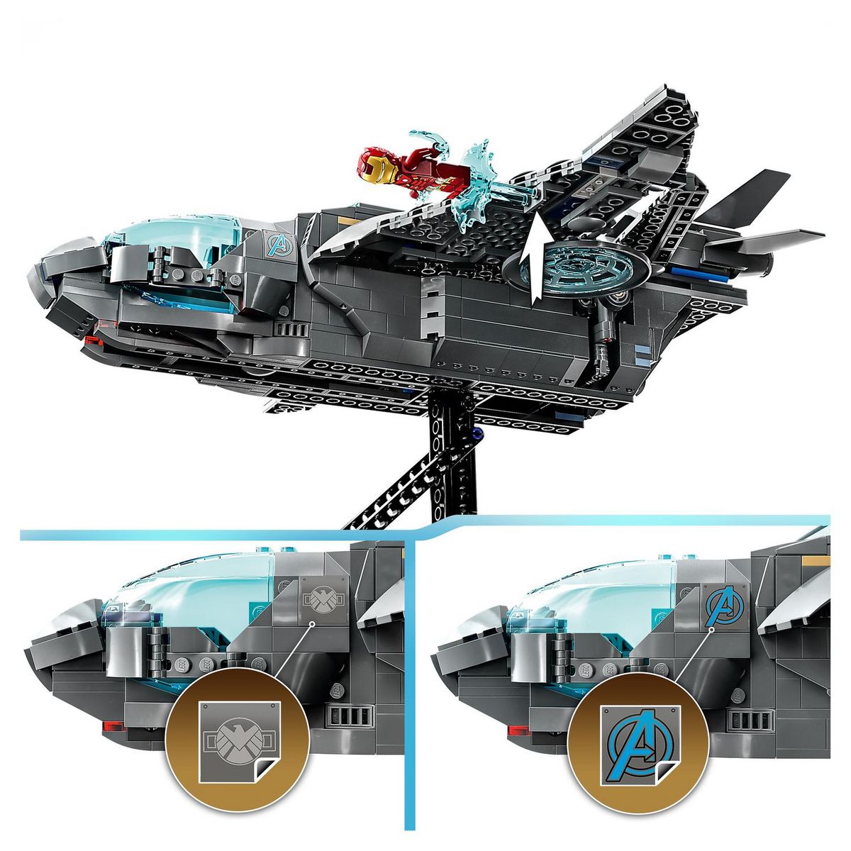 LEGO Marvel Super Heros 76248 Le Quinjet des Avengers, Jouet de Vaisseau Spatial avec Figurines, Infinity