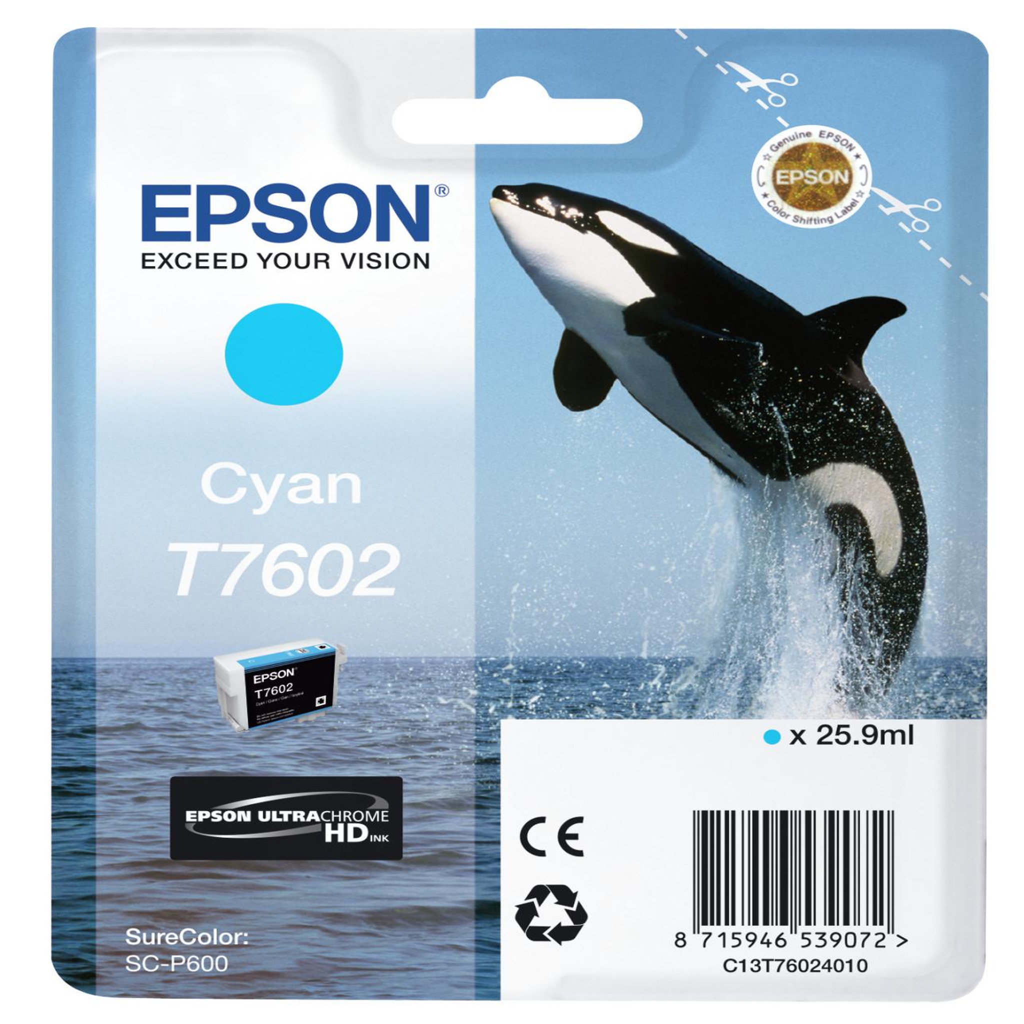 Voir la diapositive 2 : Epson Epson Cartouche Orque T7602 Cyan