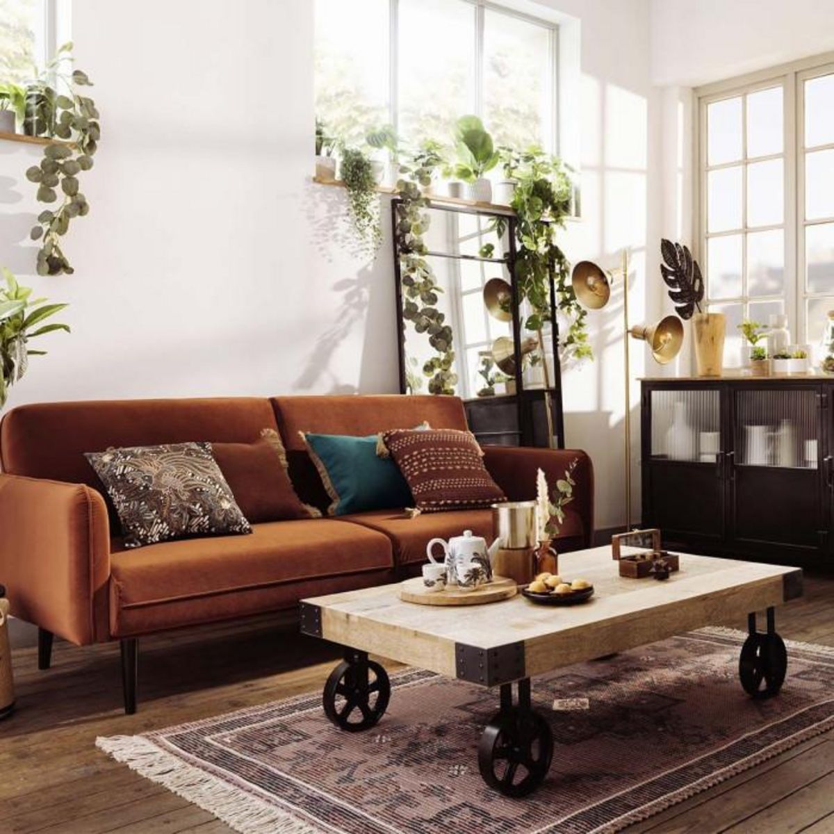 ATMOSPHERA Lampadaire 2 Têtes Design  Bota  151cm Or