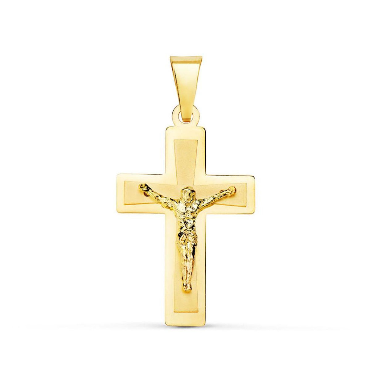 L'ATELIER D'AZUR Pendentif - Médaille Christ sur la Croix Or 18 Carats 750 Jaune - Chaines Offertes