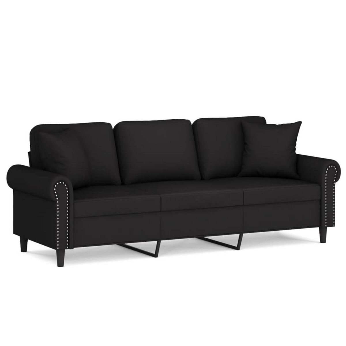 VIDAXL Canape 3 places avec oreillers decoratifs noir 180 cm velours