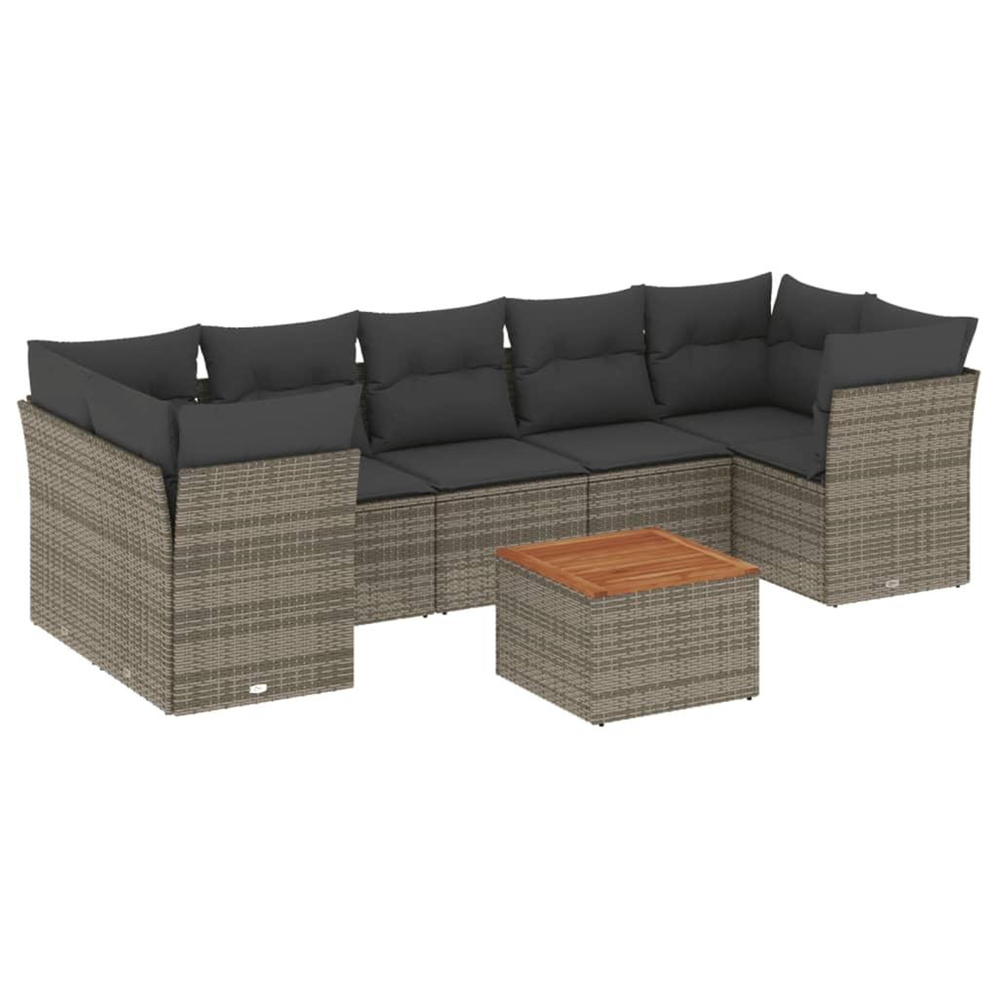 Voir la diapositive 2 : VIDAXL Salon de jardin 8 pcs avec coussins gris resine tressee