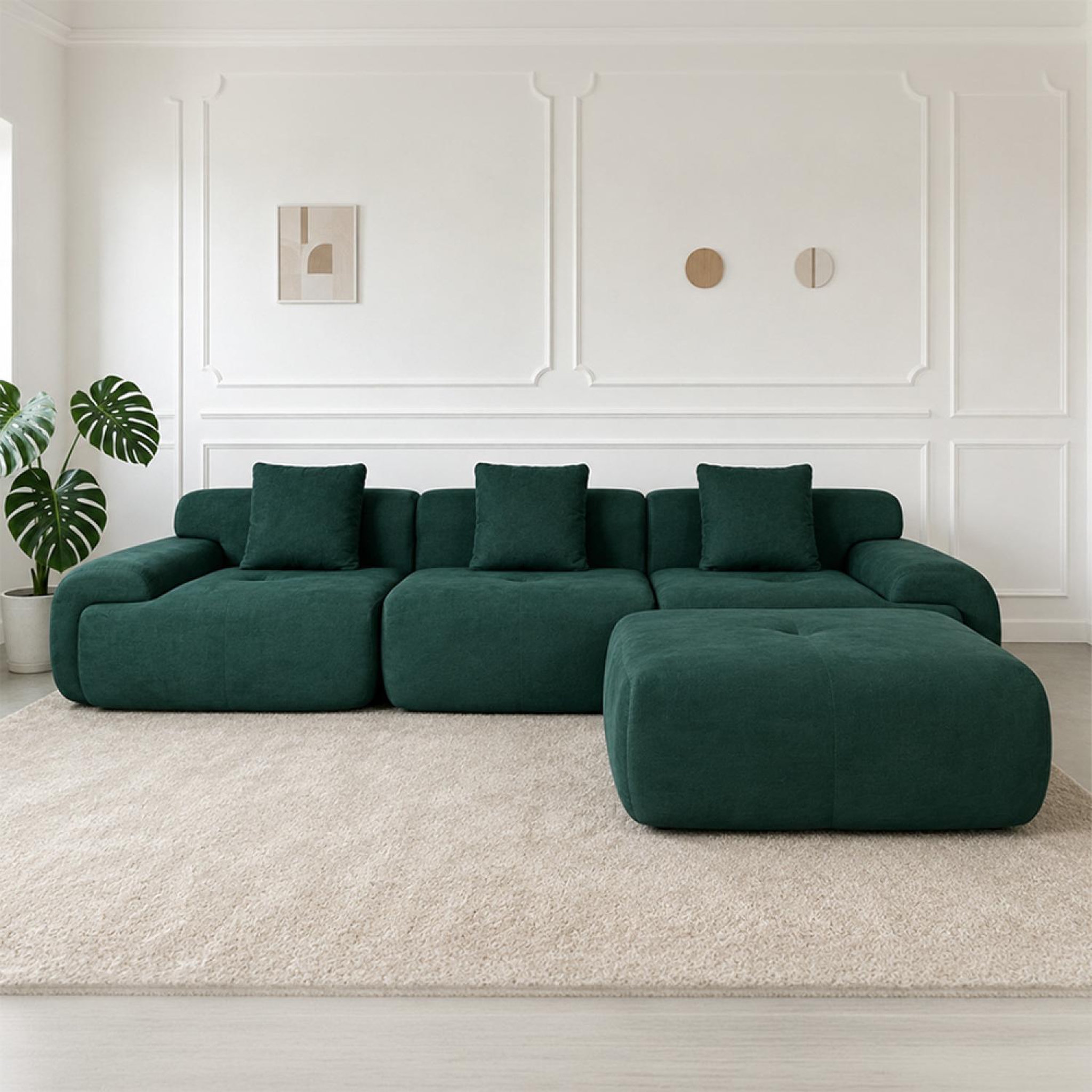 Voir la diapositive 4 : CONCEPT USINE Canapé compressé modulable en tissu chenille vert foncé 4-5 places sheffield