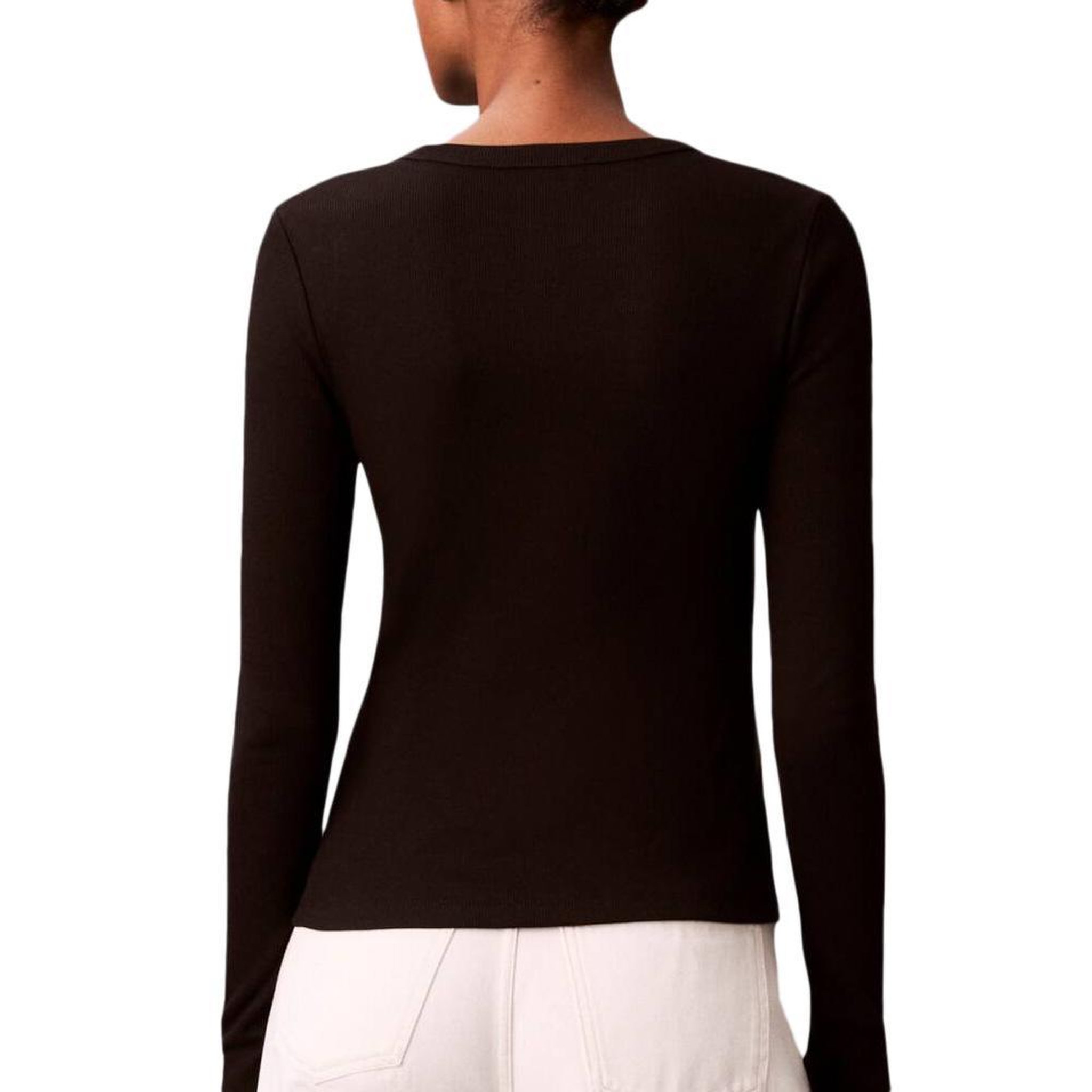 Voir la diapositive 2 : CALVIN KLEIN JEANS T-Shirt Manches Longues Noir Femme Calvin Klein Jeans Label