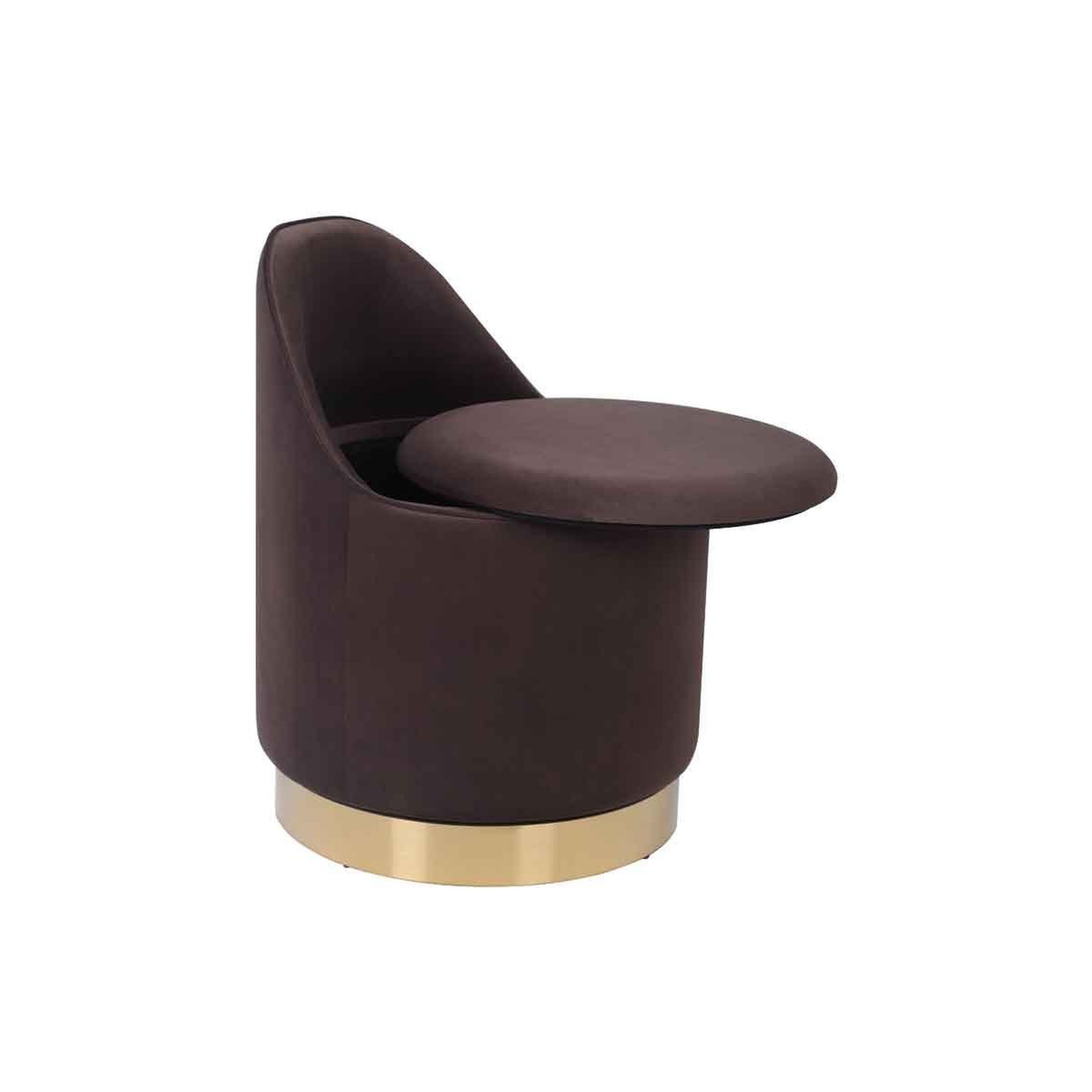 Voir la diapositive 4 : Paris Prix Tabouret Pivotant en Velours  Viktor  68cm Marron