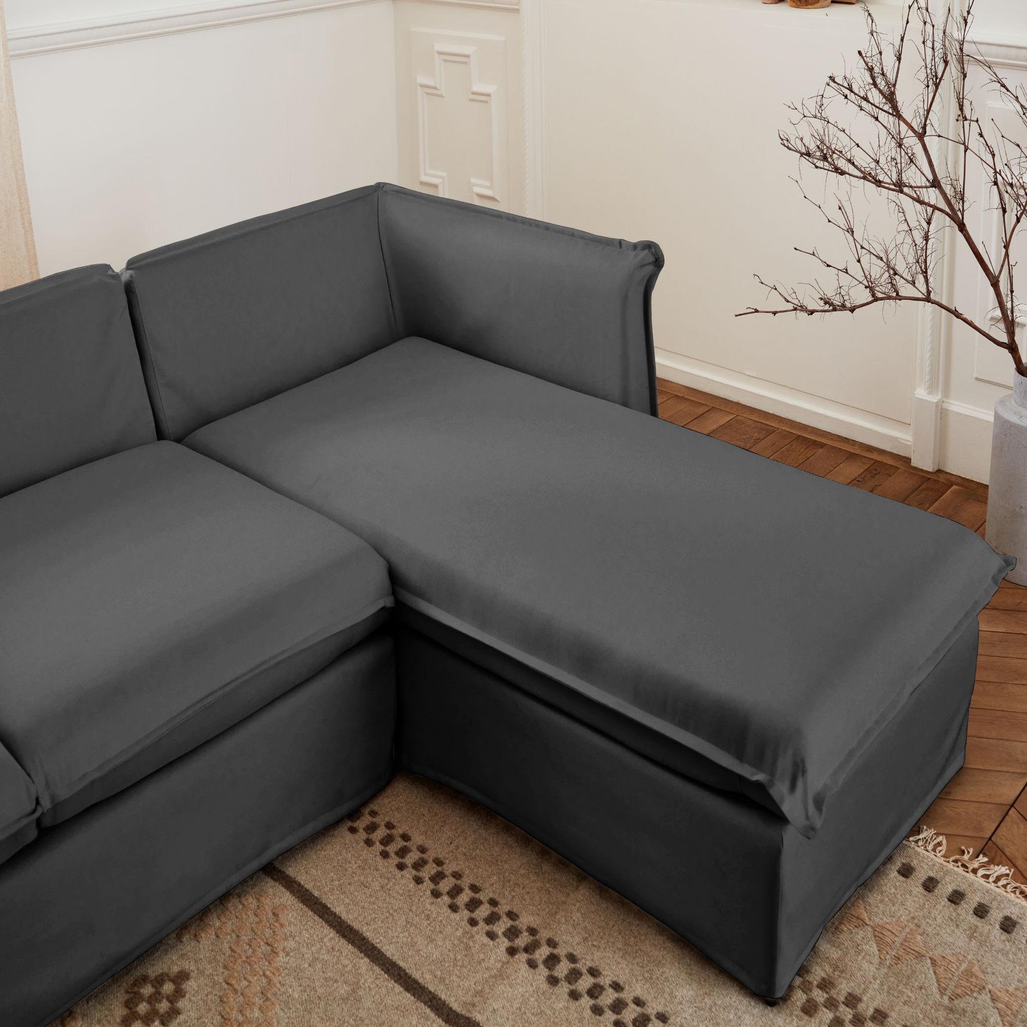 Voir la diapositive 3 : LISA DESIGN Adriann - canapé d'angle droit fixe - 4 places - en tissu déhoussable