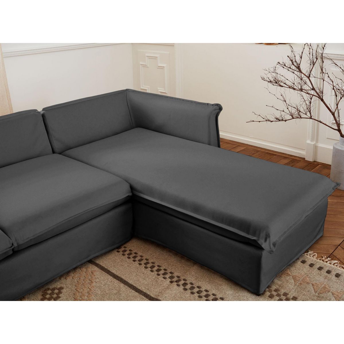 LISA DESIGN Adriann - canapé d'angle droit fixe - 4 places - en tissu déhoussable