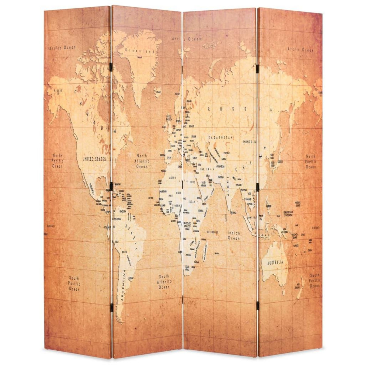 VIDAXL Cloison de separation pliable 160 x 170 cm Carte du monde Jaune