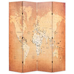 VIDAXL Cloison de separation pliable 160 x 170 cm Carte du monde Jaune