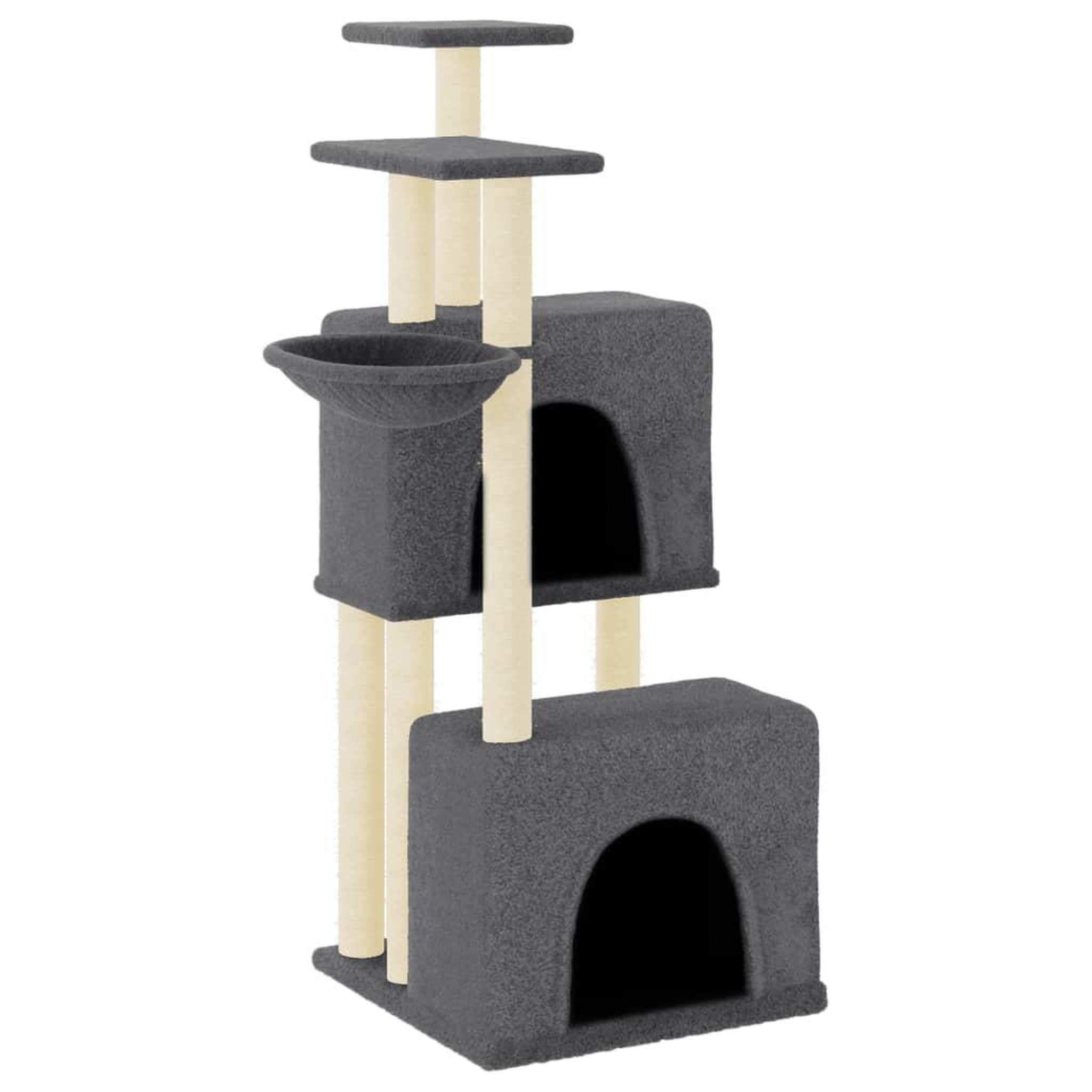 Voir la diapositive 2 : VIDAXL Arbre a chat avec griffoirs en sisal gris fonce 122 cm