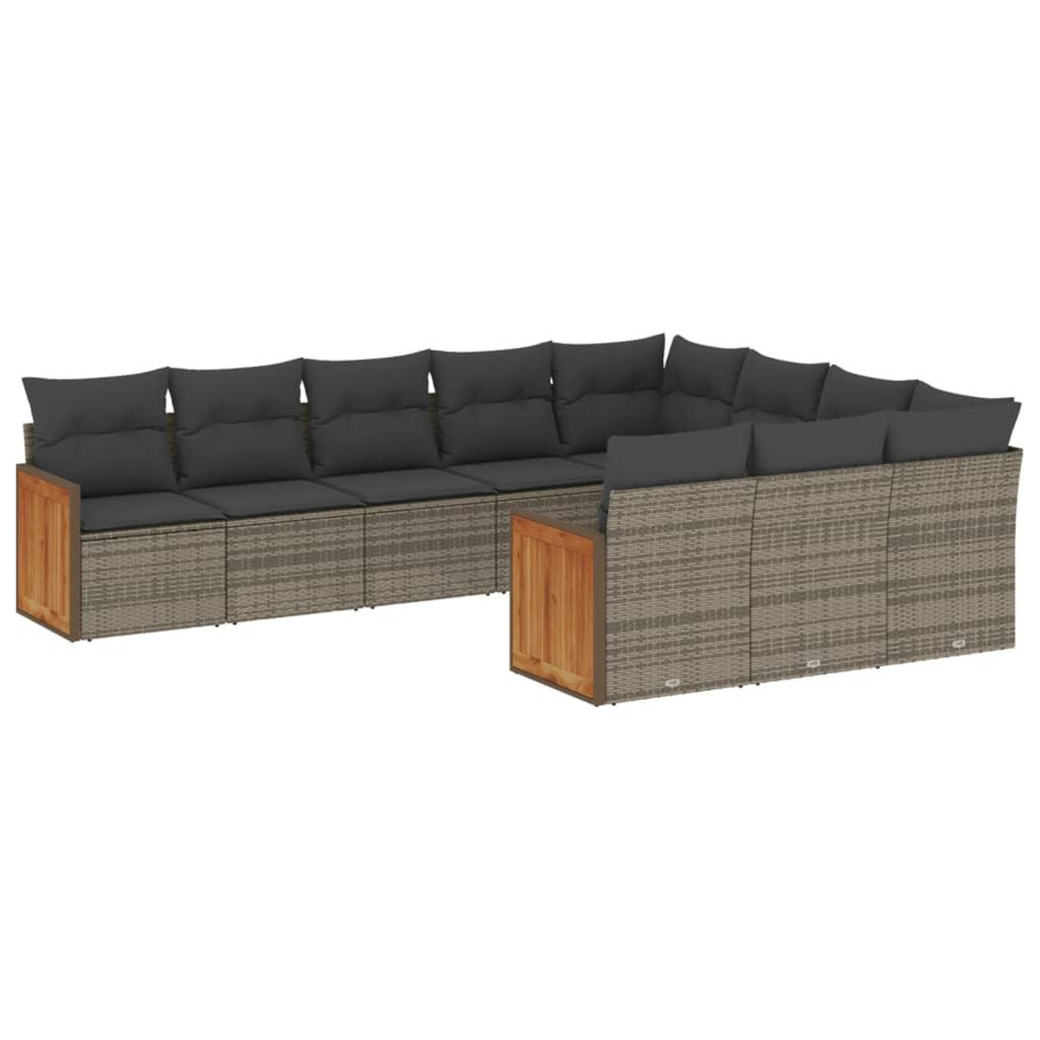 Voir la diapositive 2 : VIDAXL Salon de jardin avec coussins 10 pcs gris resine tressee