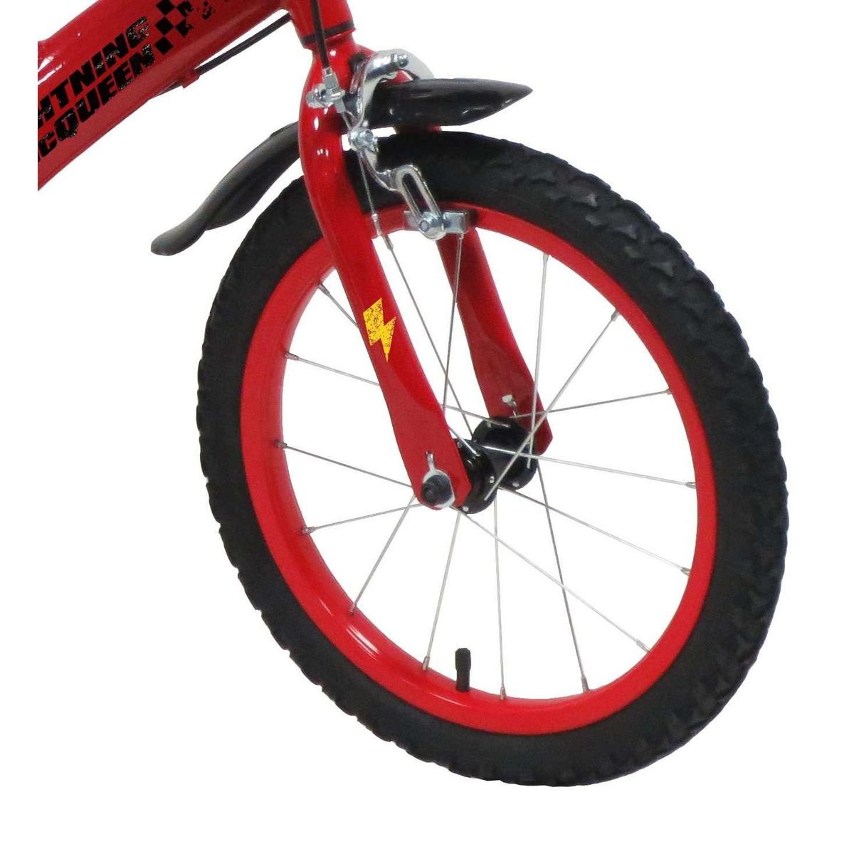 Disney Cars Vélo enfant - Modèle 16'' Cars de Disney  pour enfant de 105/120 cm avec stabilisateurs - Plaque décorative avant - Porte bidon - 2 freins