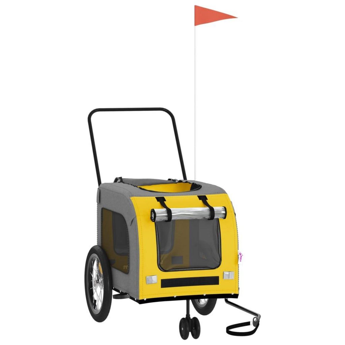 VIDAXL Remorque de velo pour animaux de compagnie jaune et gris