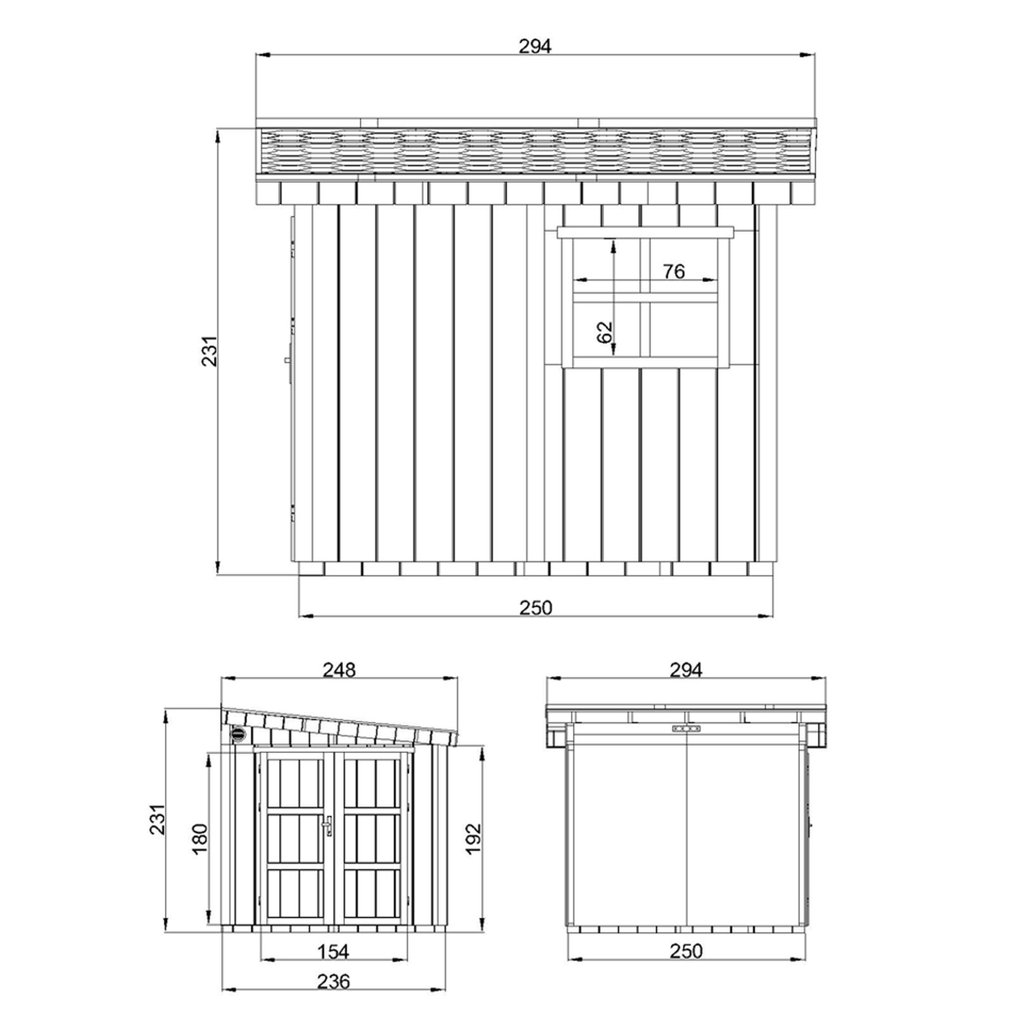 Voir la diapositive 4 : TIMBELA Abri de jardin qualité premium 5,9 m² - h231x248x294 cm avec plancher et paroi latérale m938