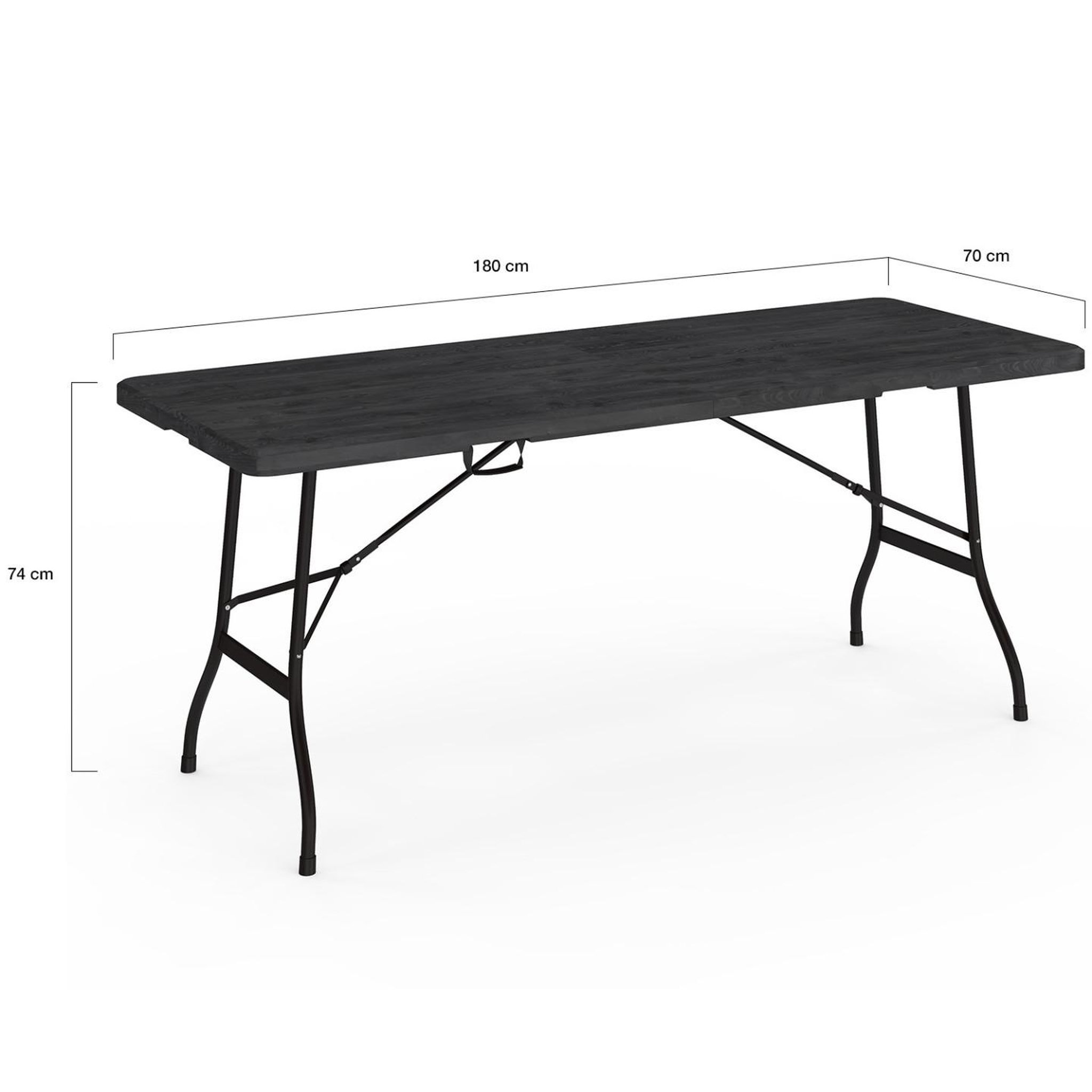 Voir la diapositive 5 : ID MARKET Table pliante d'appoint portable 180 cm pour camping ou réception imitation bois noir