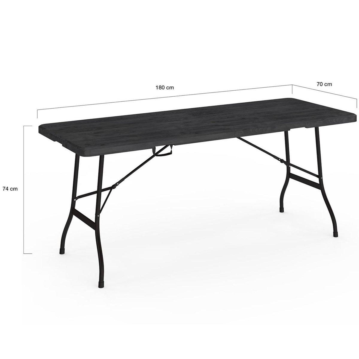 ID MARKET Table pliante d'appoint portable 180 CM pour camping ou réception bois noir