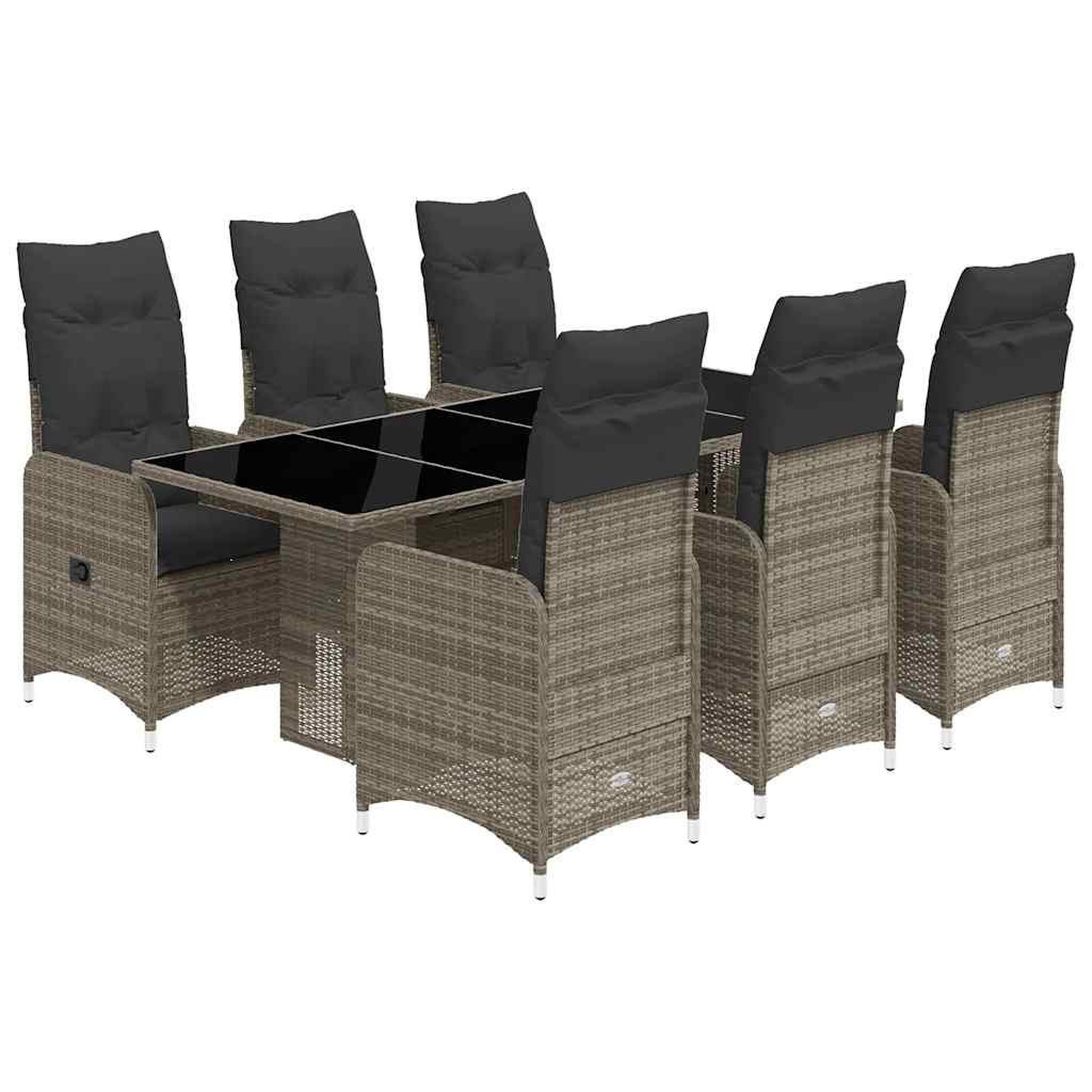 Voir la diapositive 2 : VIDAXL Ensemble de bistro de jardin 7 pcs coussins gris poly rotin