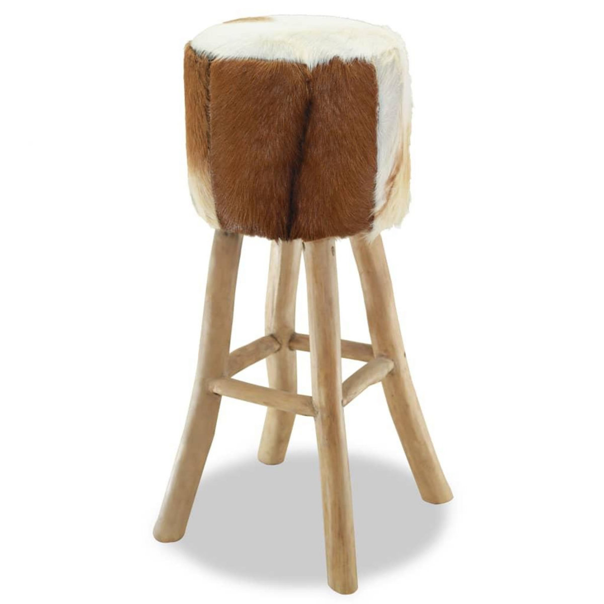 VIDAXL Tabouret de bar Cuir veritable et bois de teck solide