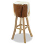 Voir la diapositive 5 : VIDAXL Tabouret de bar Cuir veritable et bois de teck solide