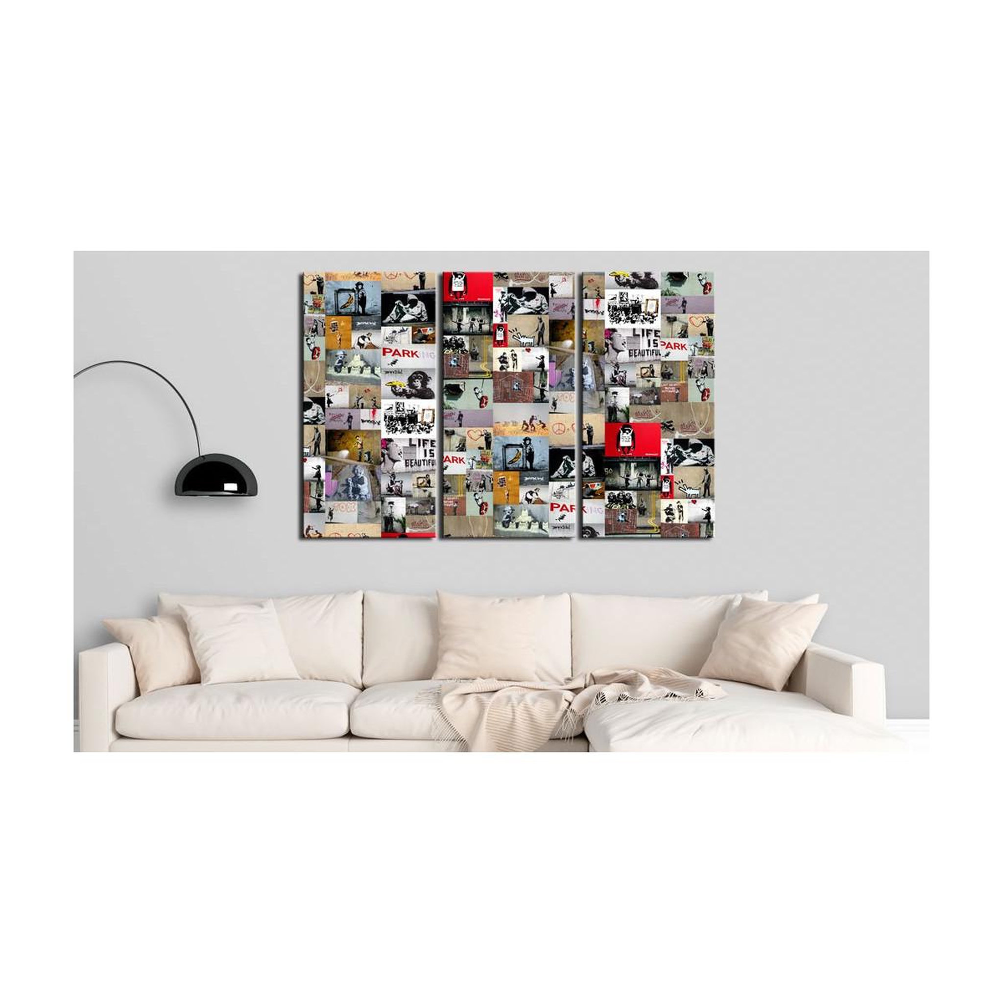 Voir la diapositive 2 : Paris Prix Tableau imprimé  art of collage - banksy iii